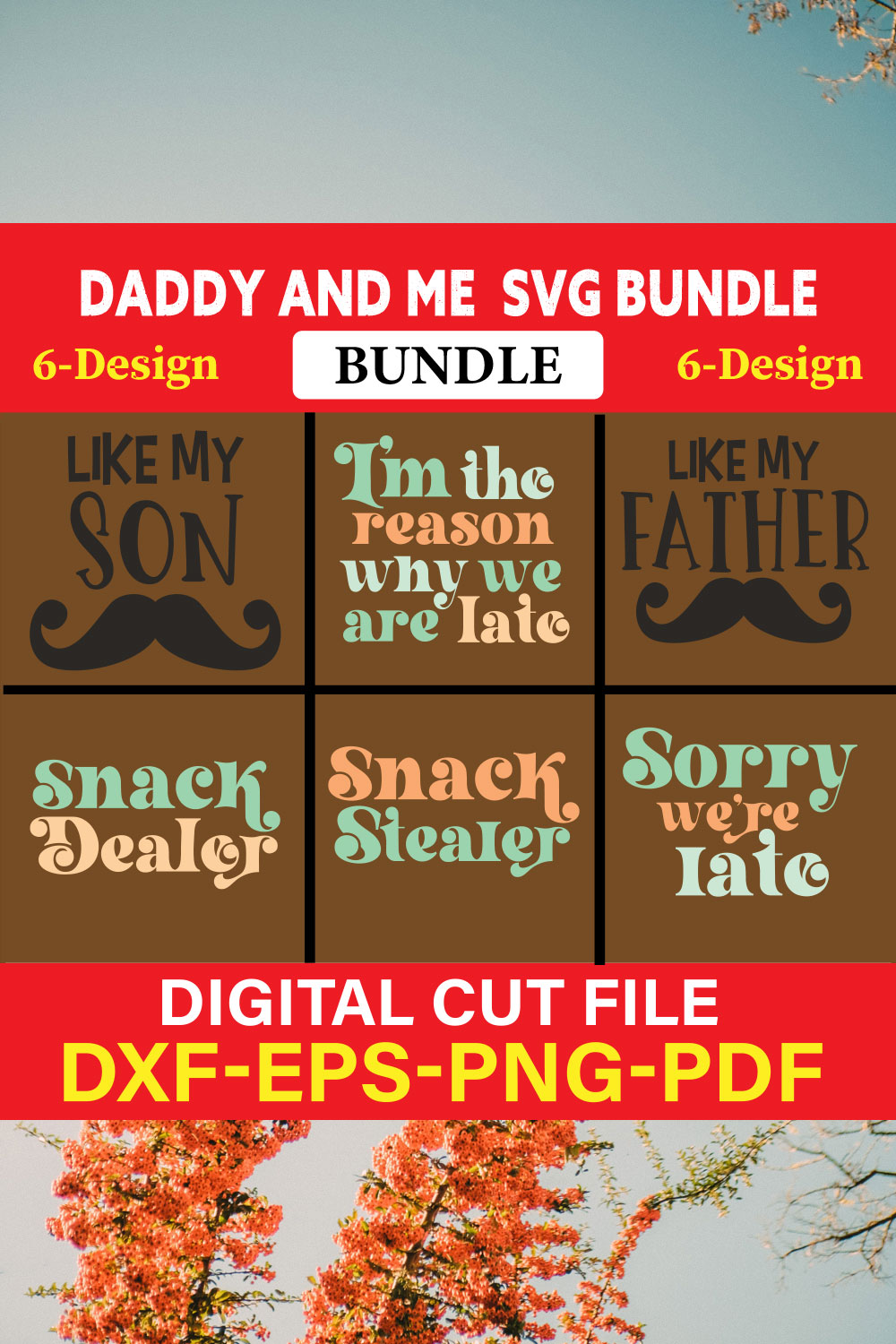 Daddy And Me T-shirt Design Bundle Vol-8 pinterest preview image.