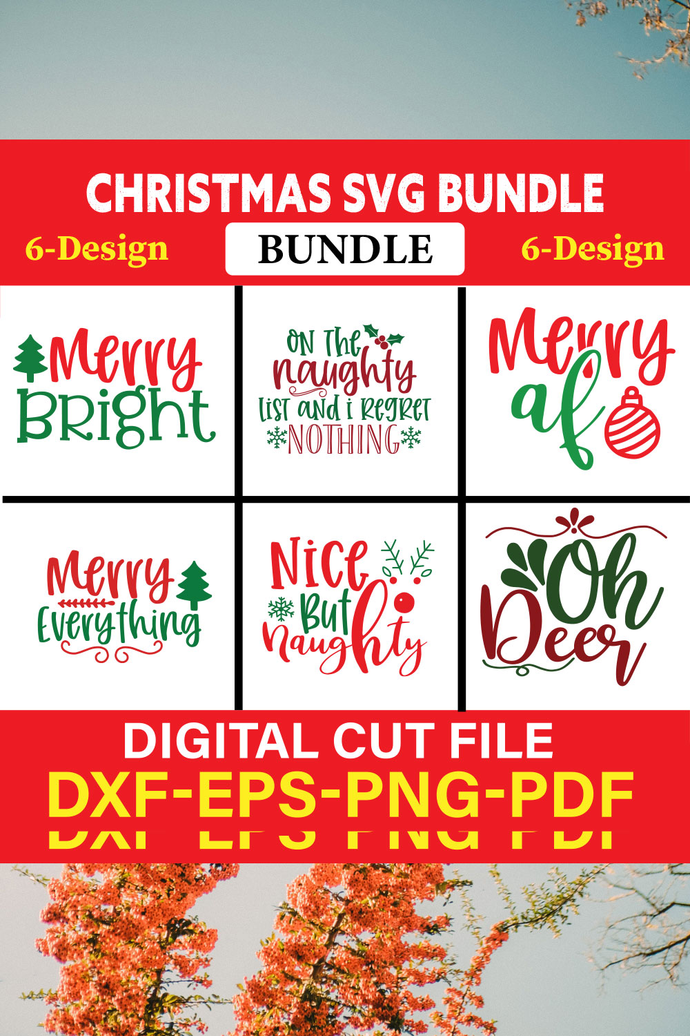 Christmas T-shirt Design Bundle Vol-14 pinterest preview image.