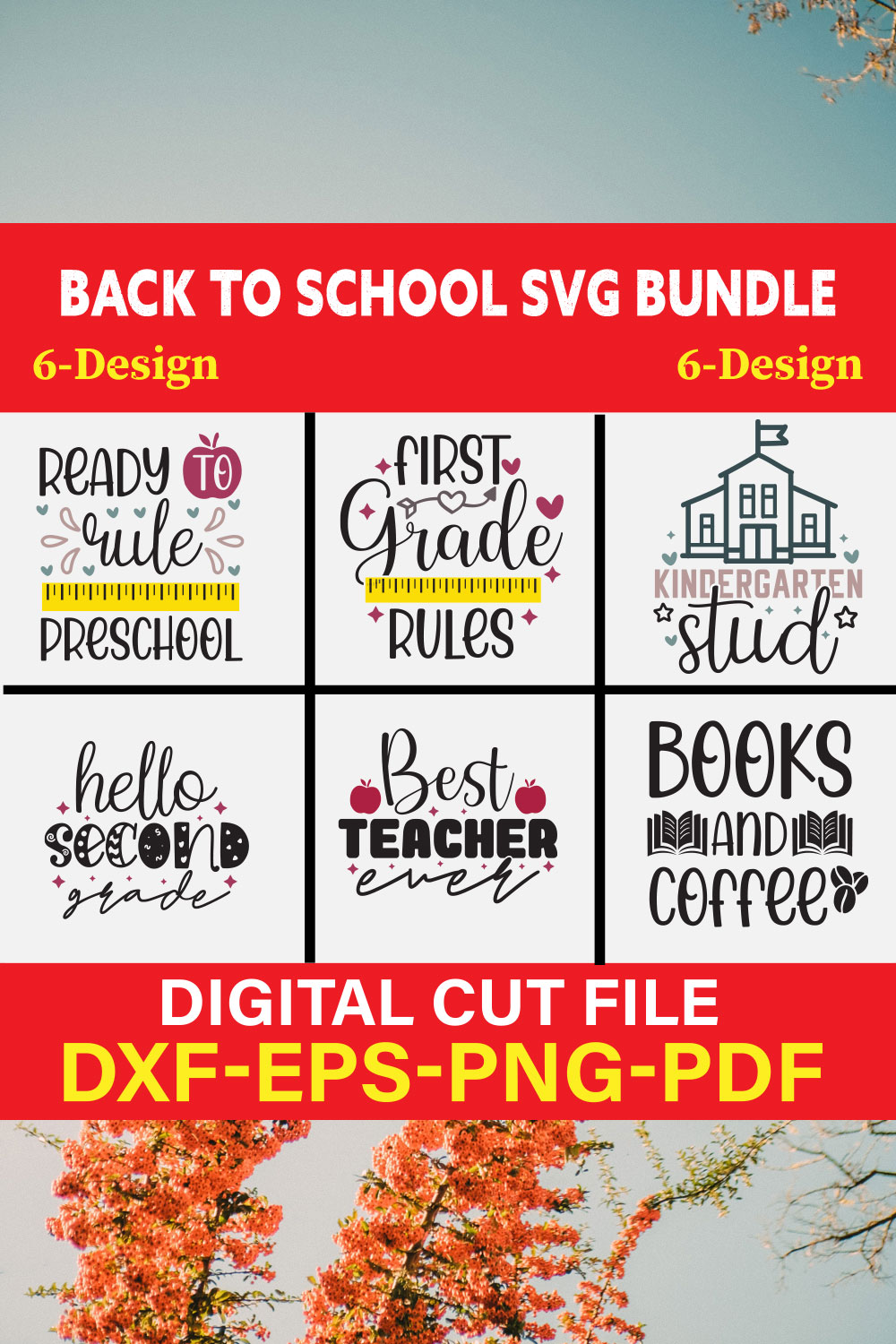 Back to School Svg Bundle SVG Bundle Vol-03 pinterest preview image.