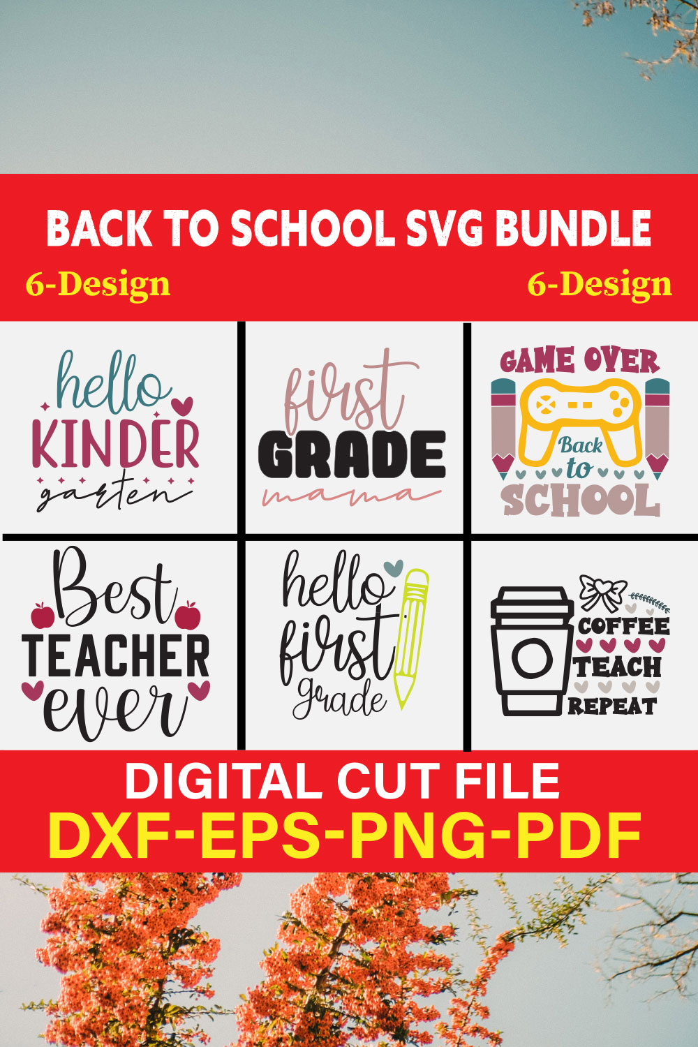 Back to School Svg Bundle SVG Bundle Vol-02 pinterest preview image.