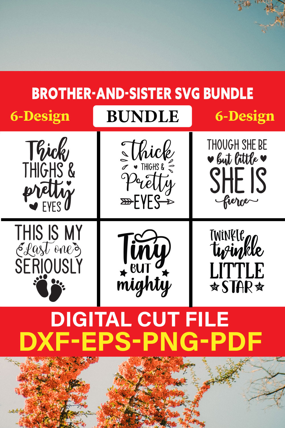 Brother-and-Sister T-shirt Design Bundle Vol-14 pinterest preview image.