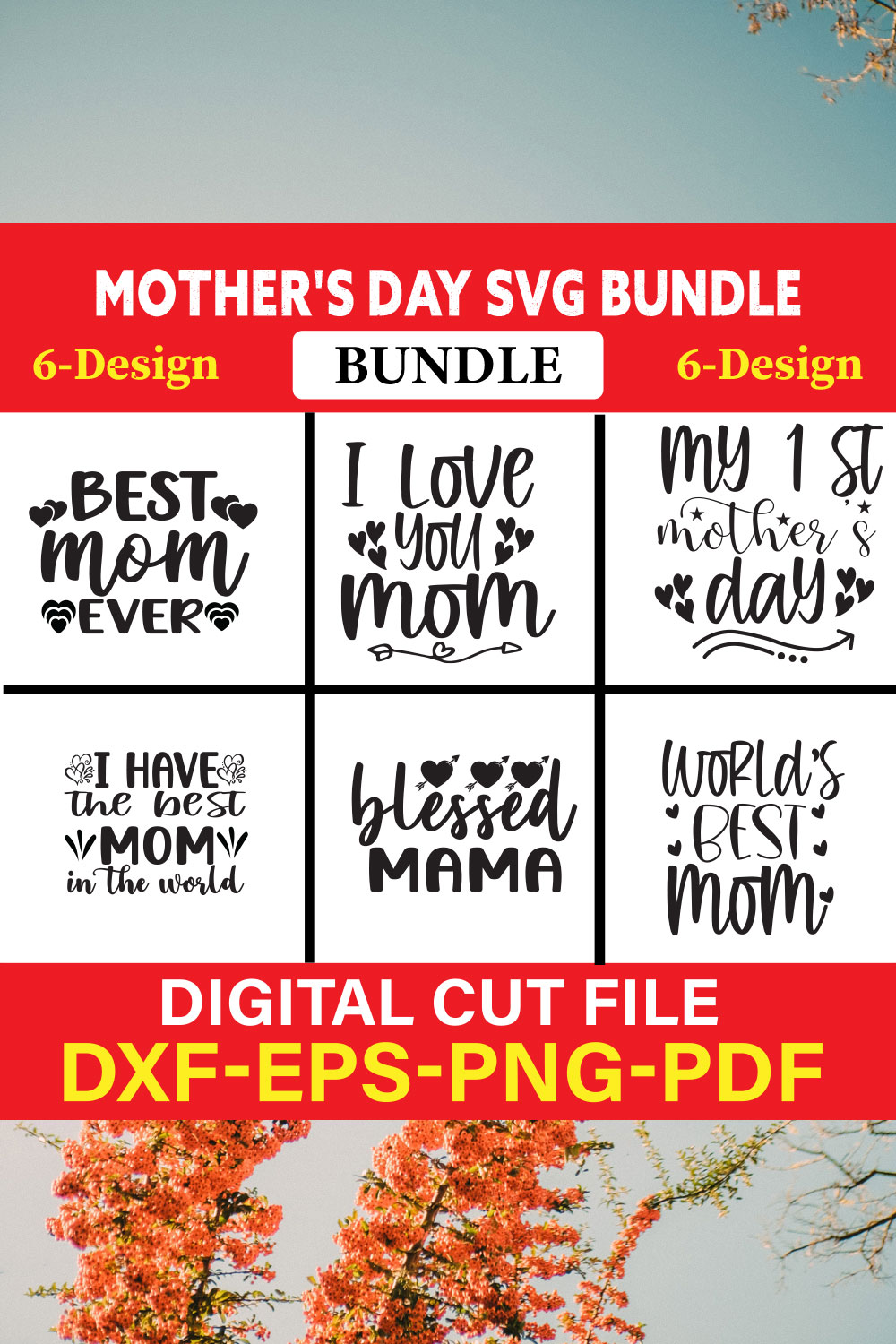 Mother's Day T-shirt Design Bundle Vol-8 pinterest preview image.