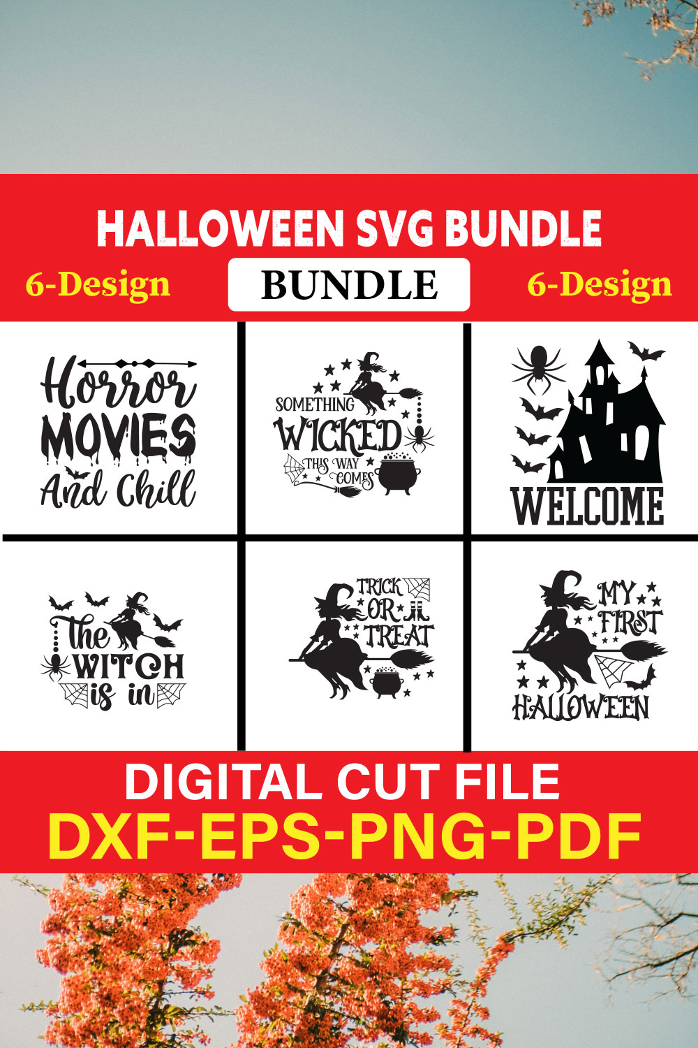 Halloween T-shirt Design Bundle Vol-3 pinterest preview image.