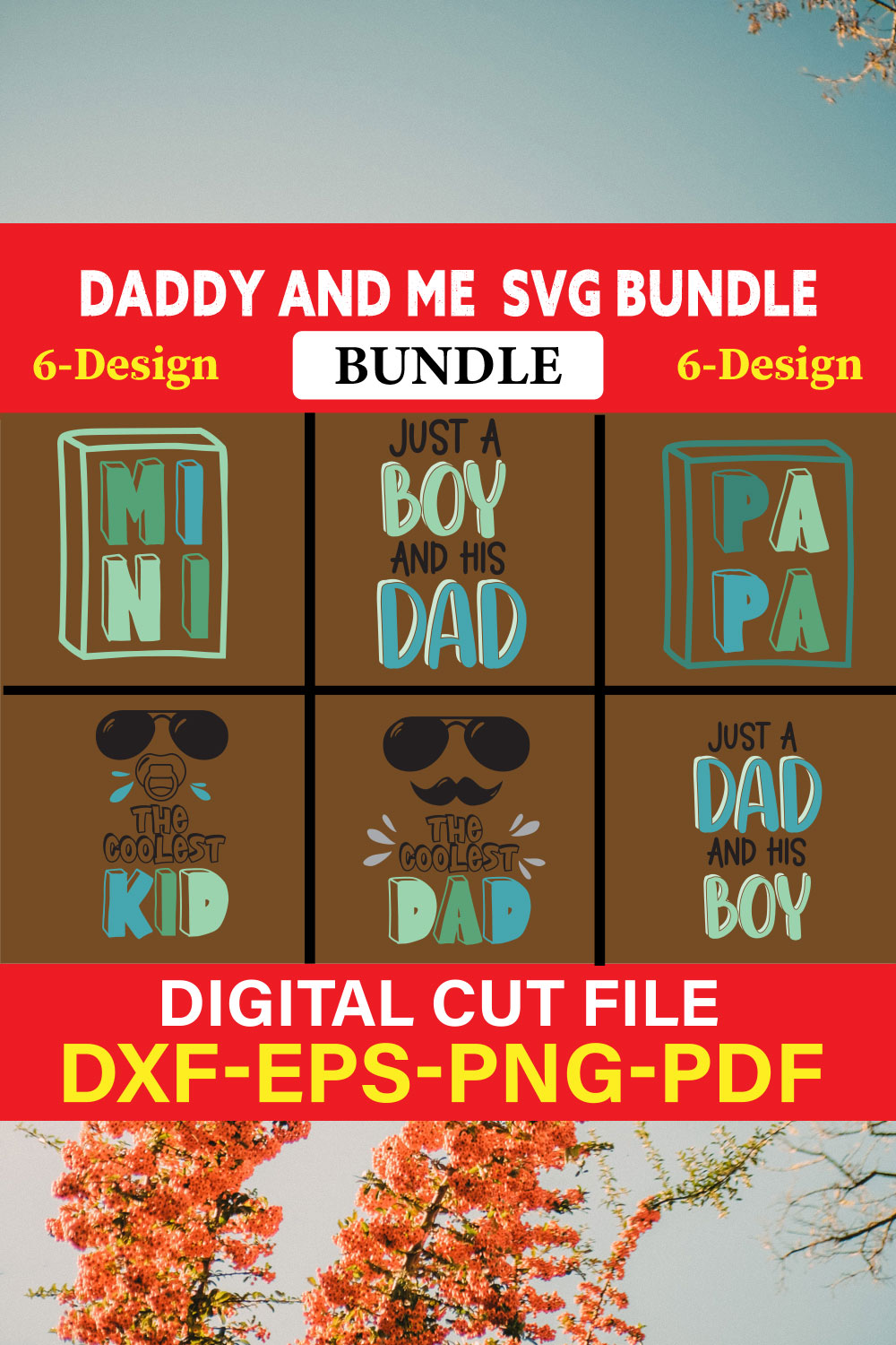 Daddy And Me T-shirt Design Bundle Vol-1 pinterest preview image.
