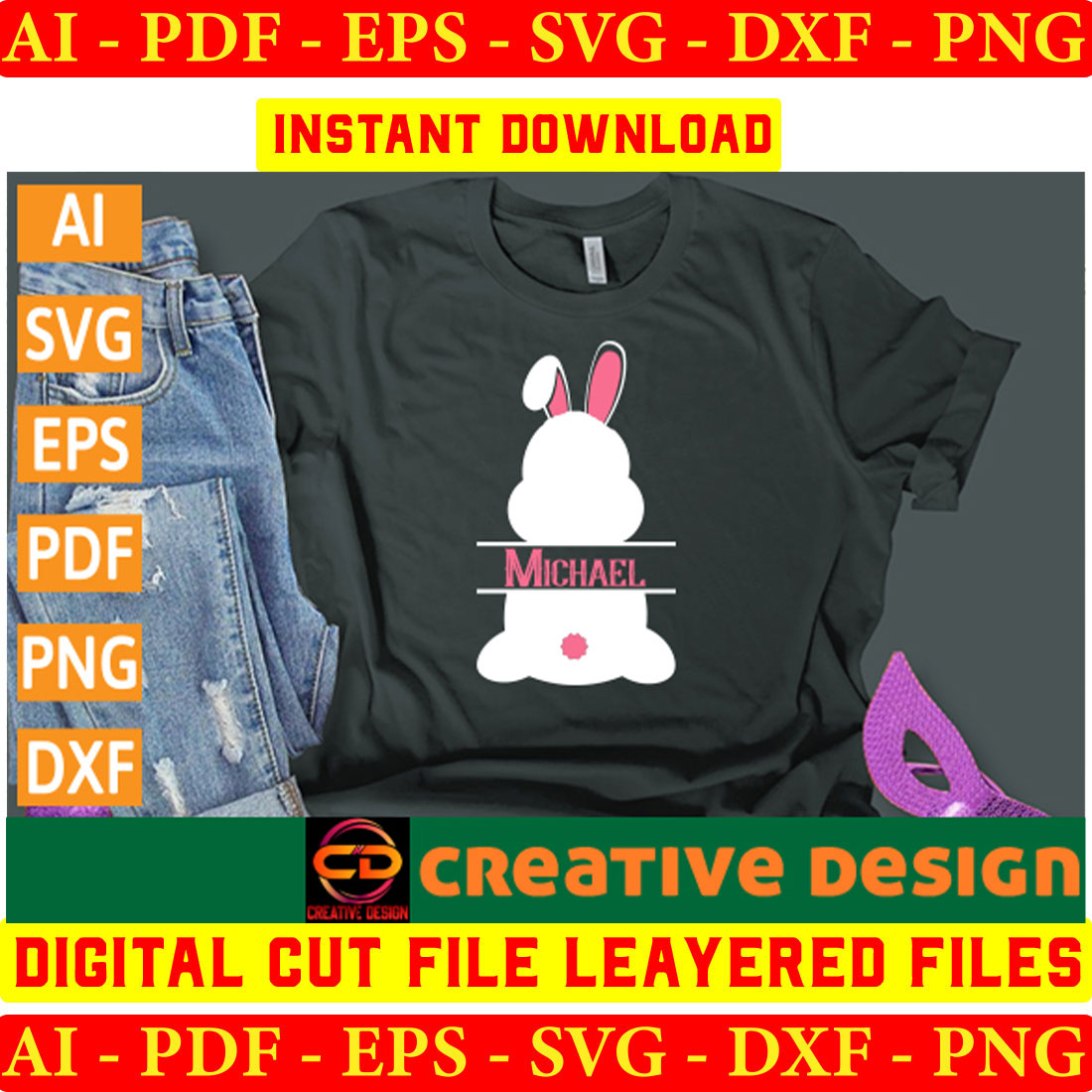 T - shirt with a bunny holding a cake.