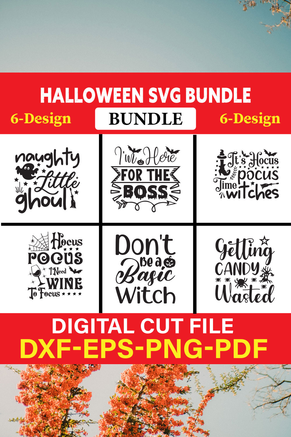 Halloween T-shirt Design Bundle Vol-6 pinterest preview image.