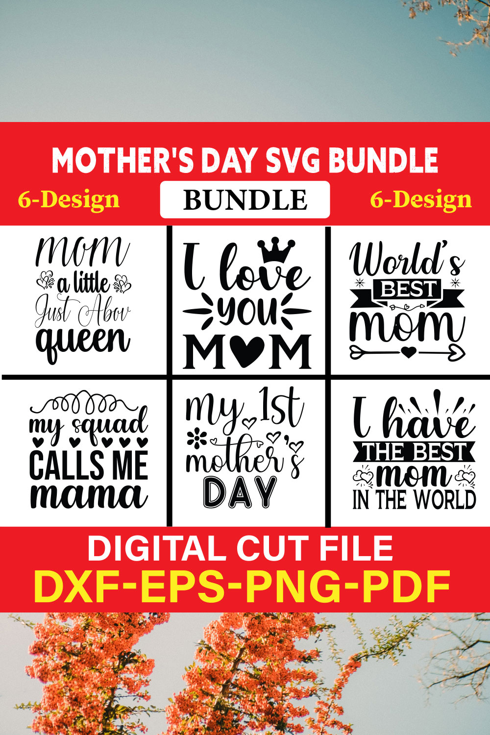 Mother's Day T-shirt Design Bundle Vol-5 pinterest preview image.