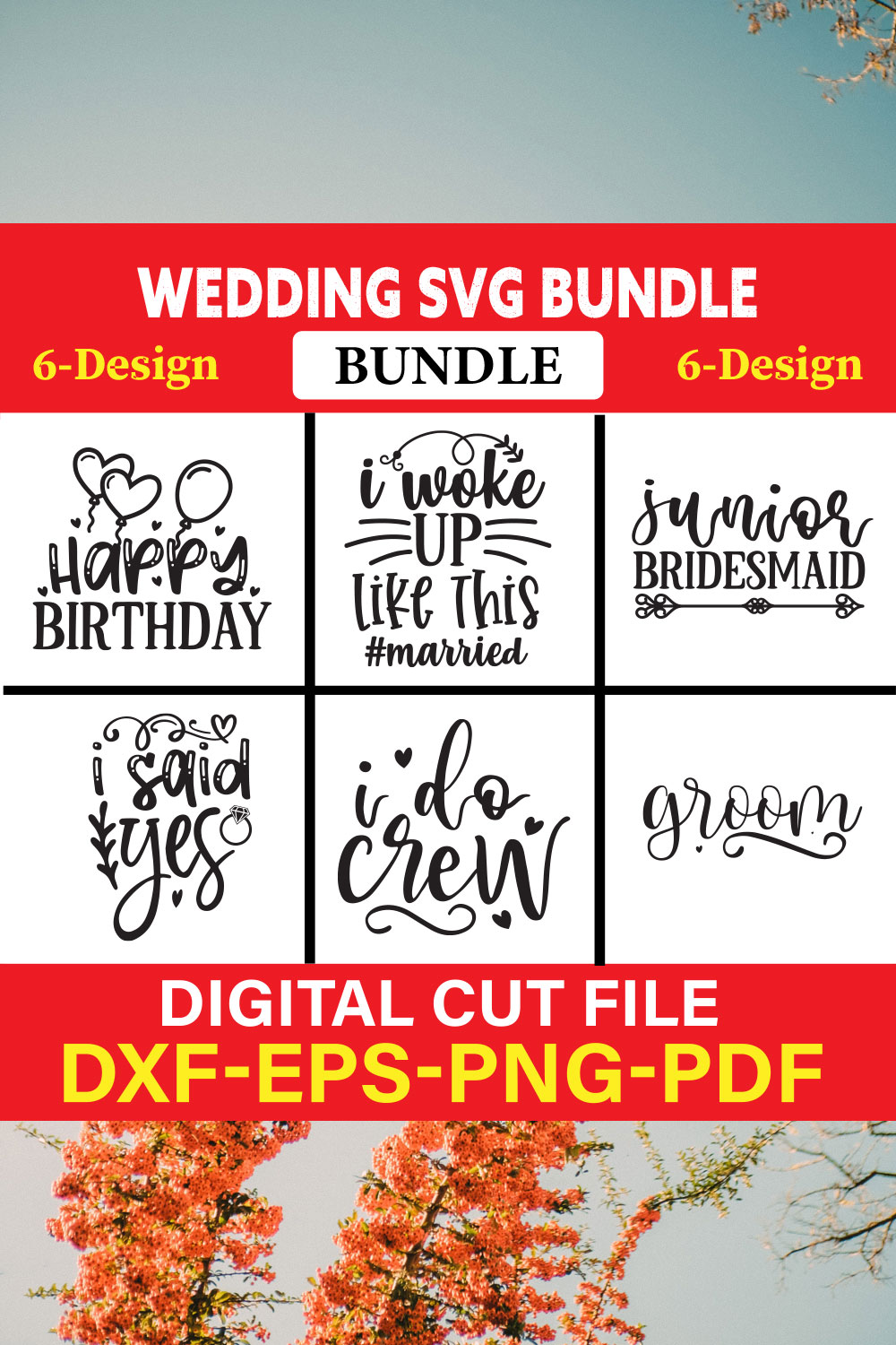 Wedding T-shirt Design Bundle Vol-6 pinterest preview image.