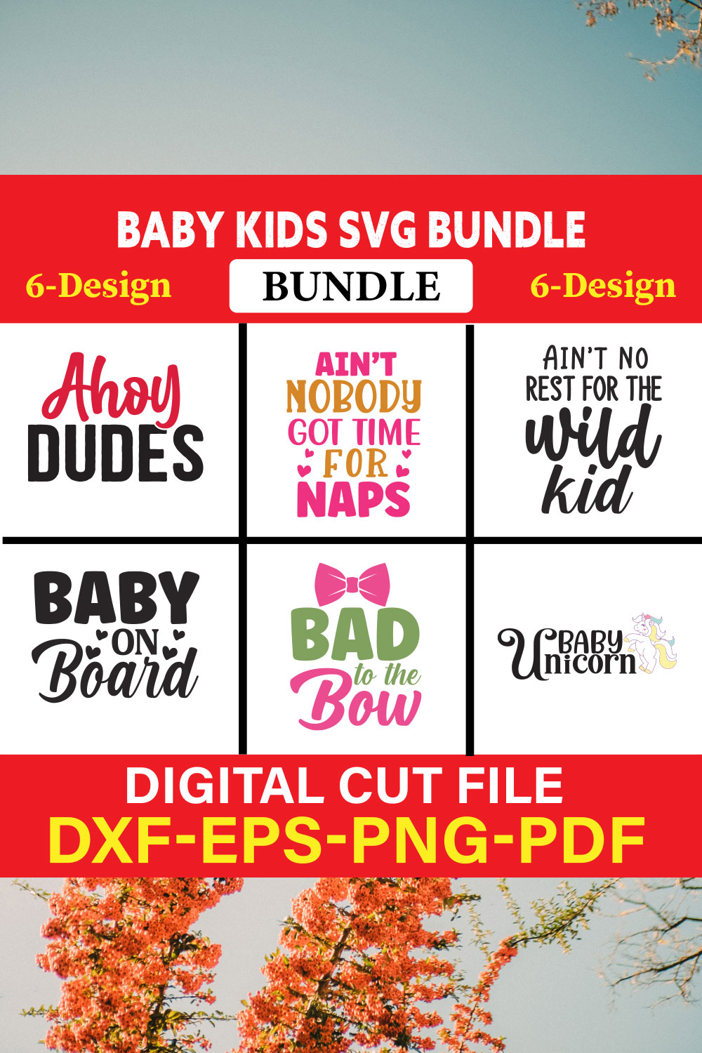 Baby Kids T-shirt Design Bundle Vol-1 pinterest preview image.