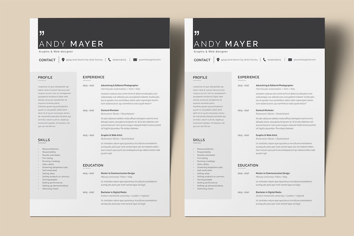 Resume Andy preview image.