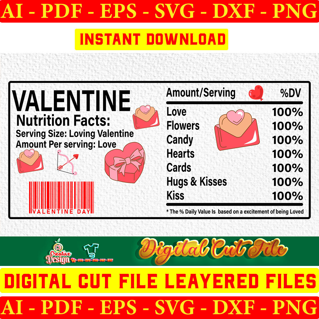 Valentine's Nutrition Label - Digital Download Only cover image.