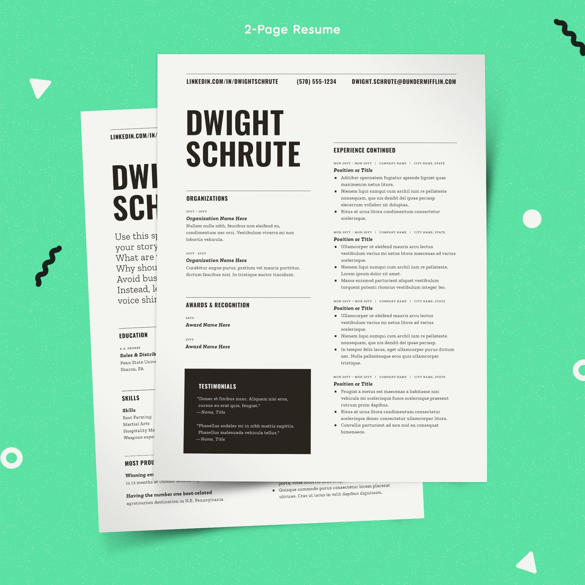 Resume Template Word Pages InDesign preview image.