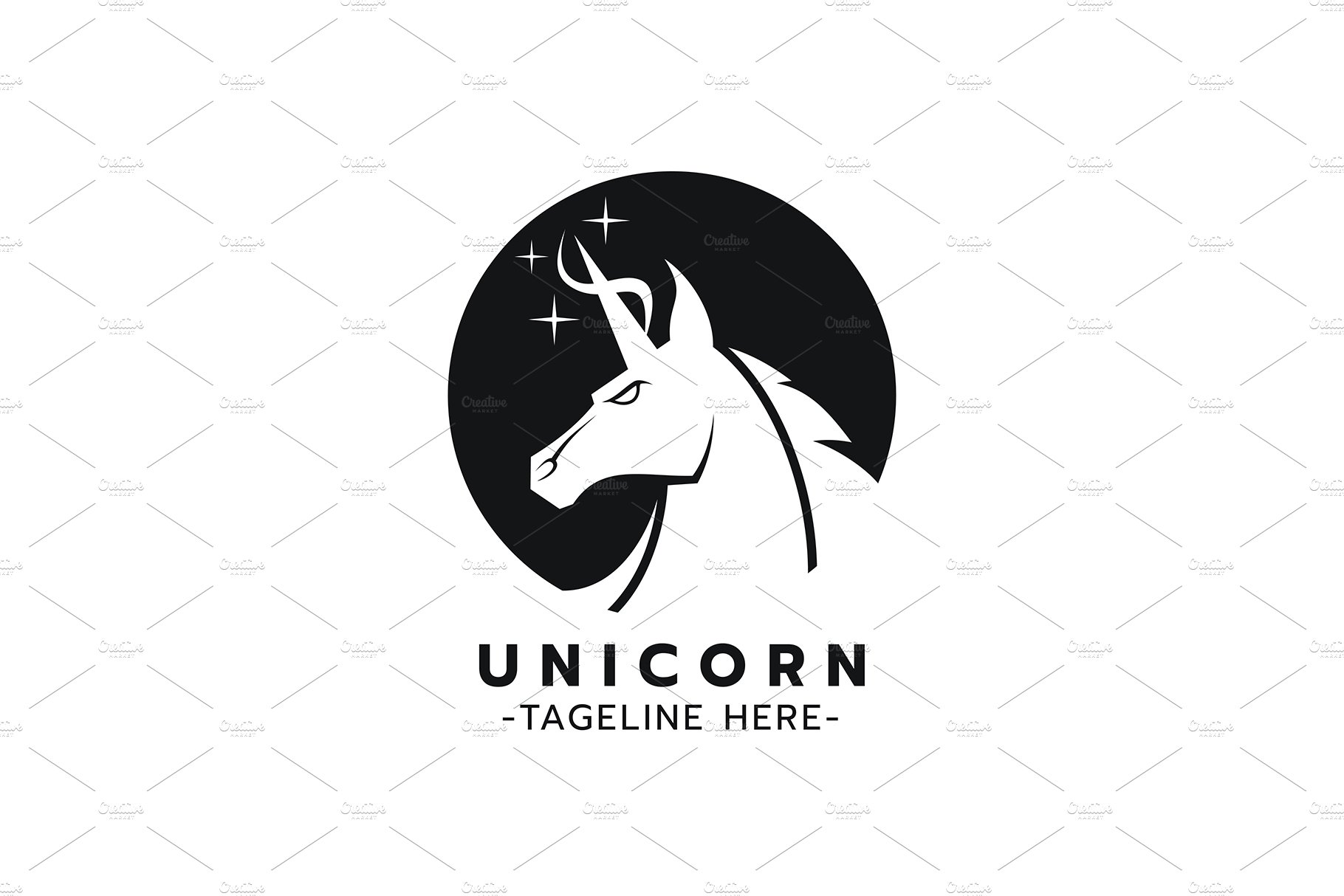 Beautiful Unicorn Logo Vector preview image.