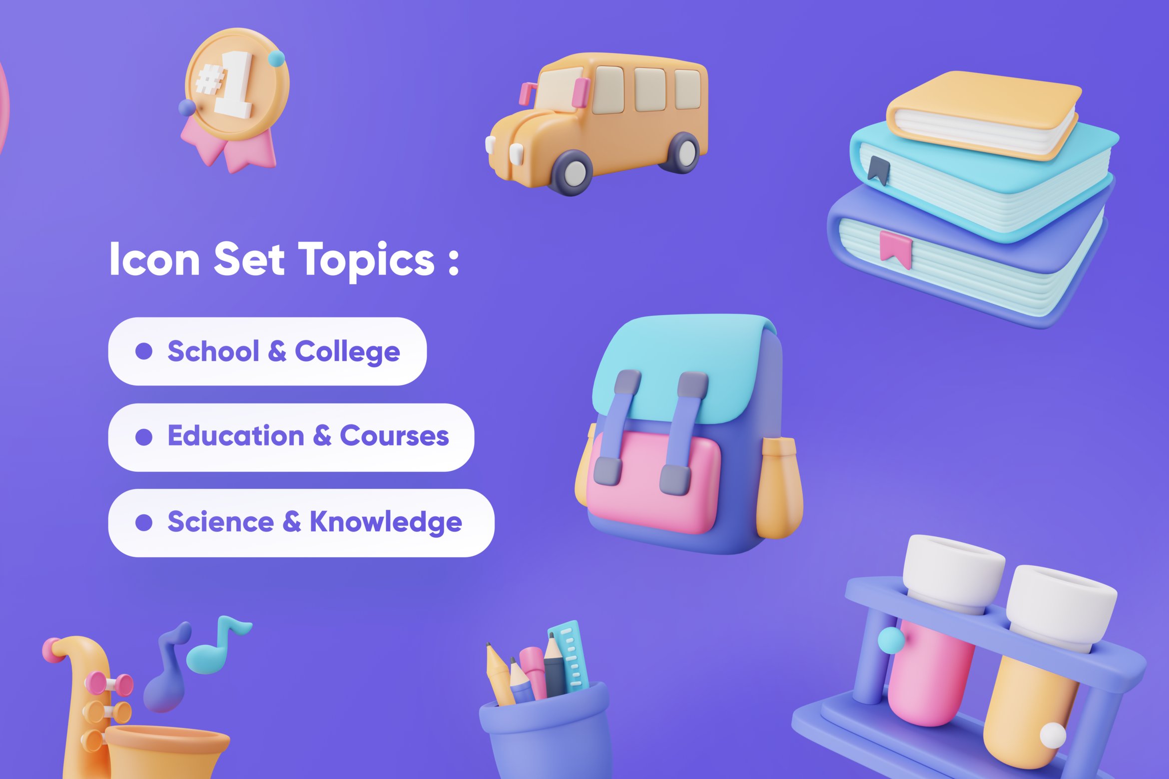 Educally - Education 3D Icon Set preview image.