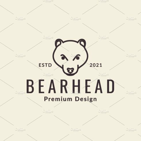 honey bear head lines logo symbol cover image.