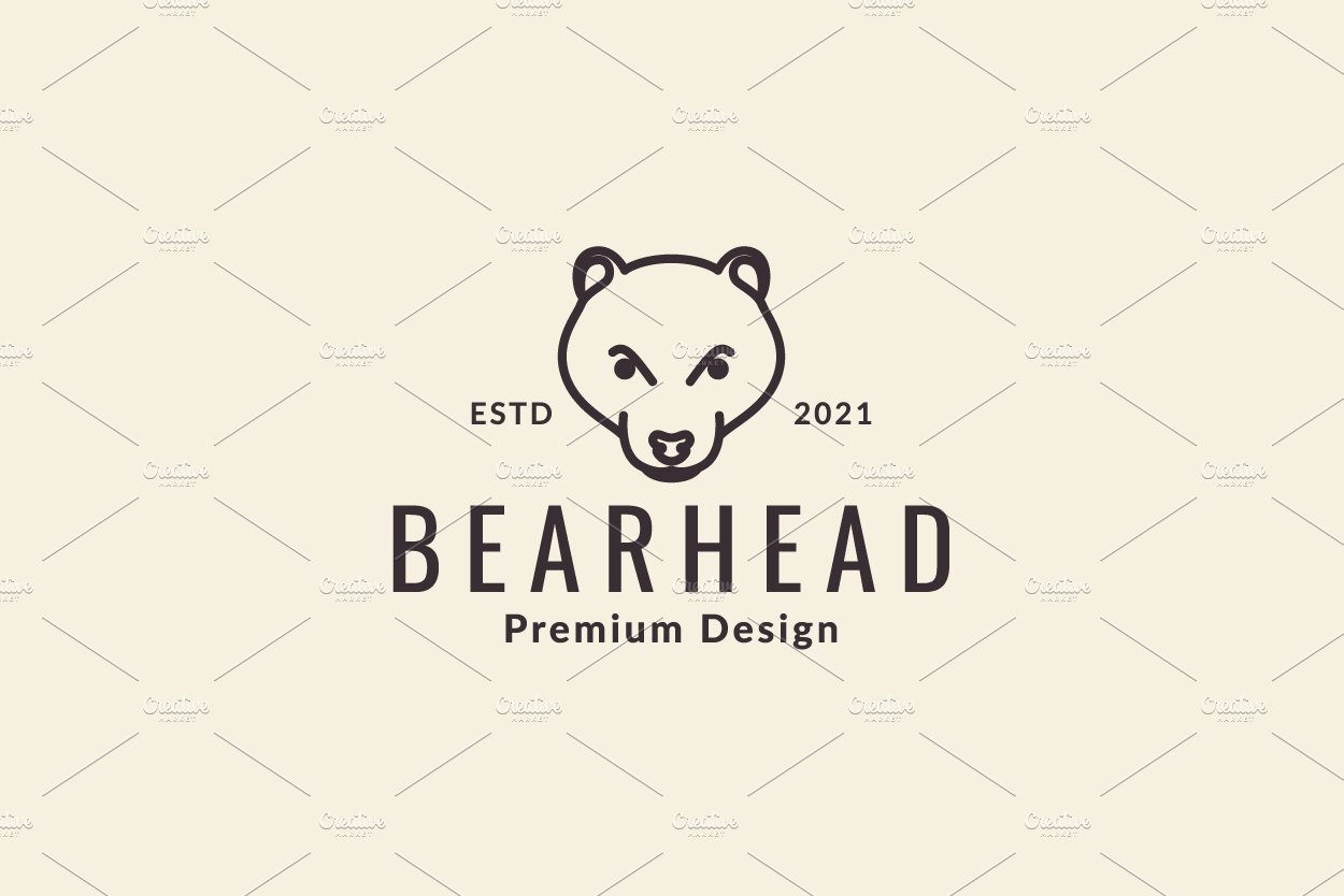 honey bear head lines logo symbol cover image.