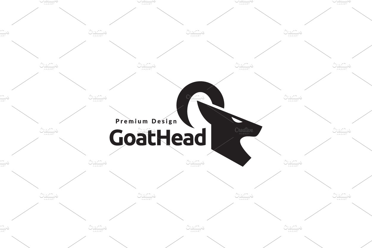 geometric head mountain goat logo – MasterBundles
