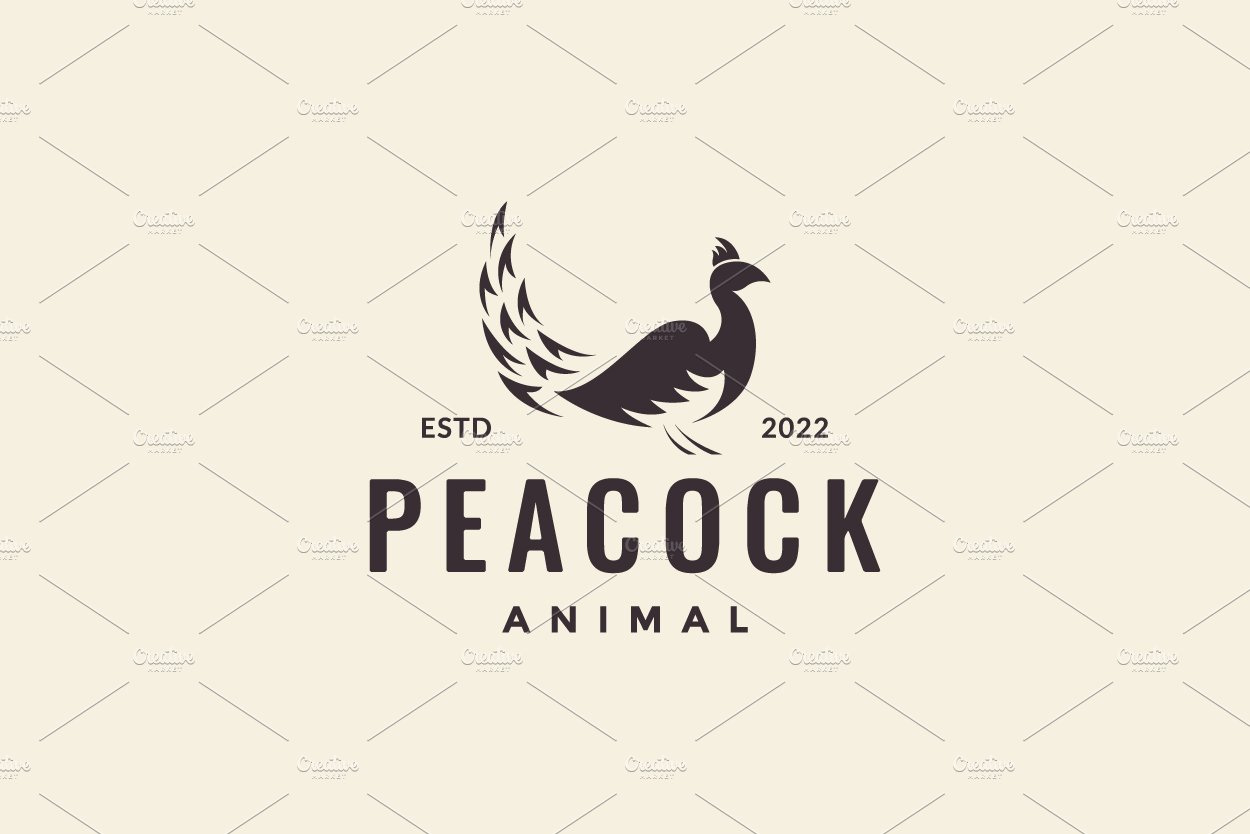 hipster vintage peacock logo design cover image.