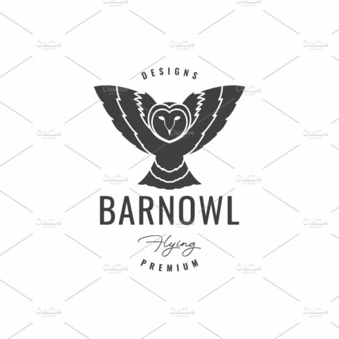 barn owl flying hipster logo design cover image.