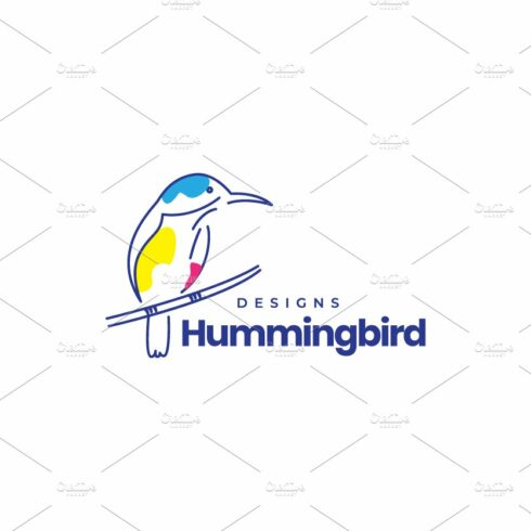 line art hummingbird branch logo cover image.