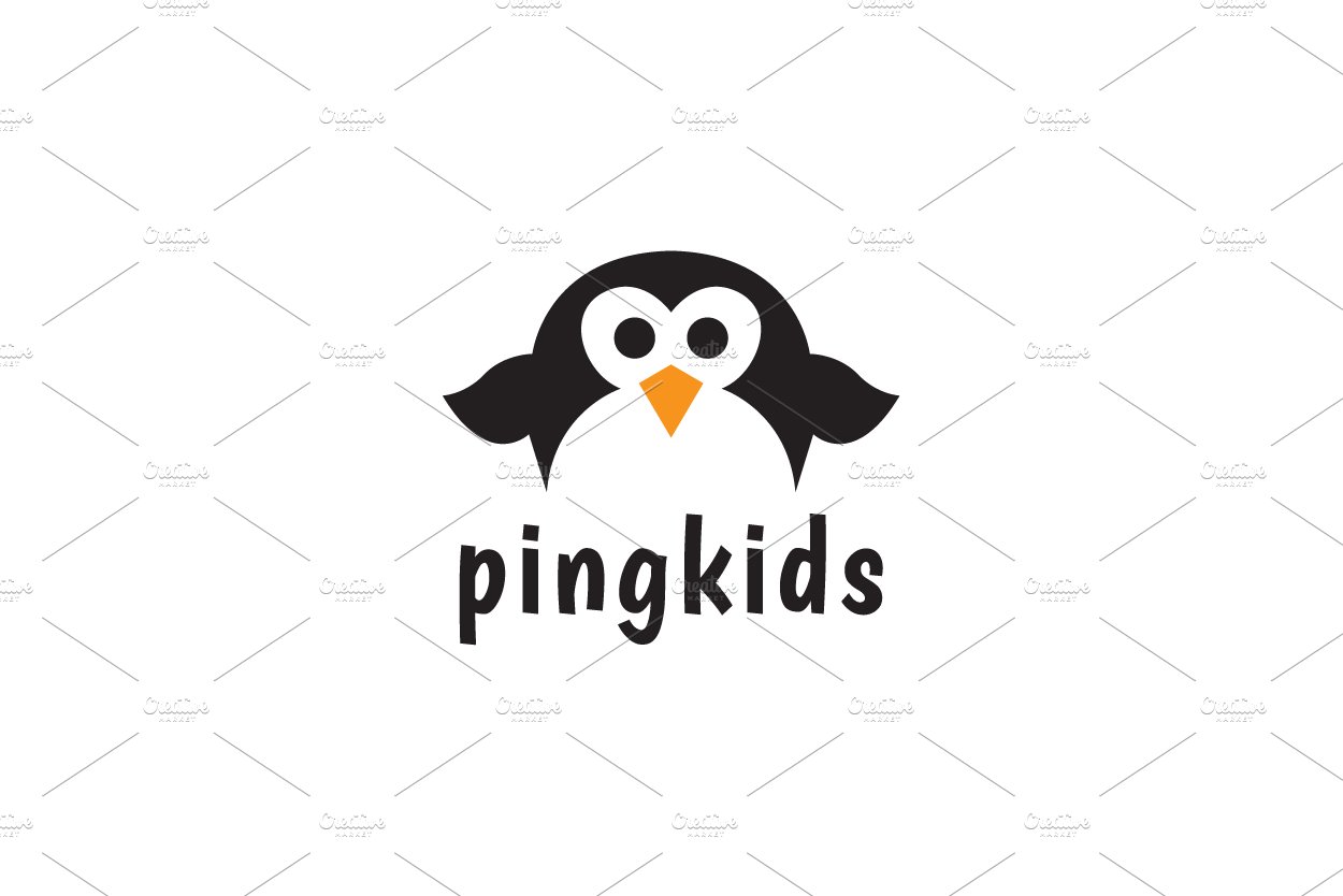 cute cartoon flat baby penguin logo cover image.