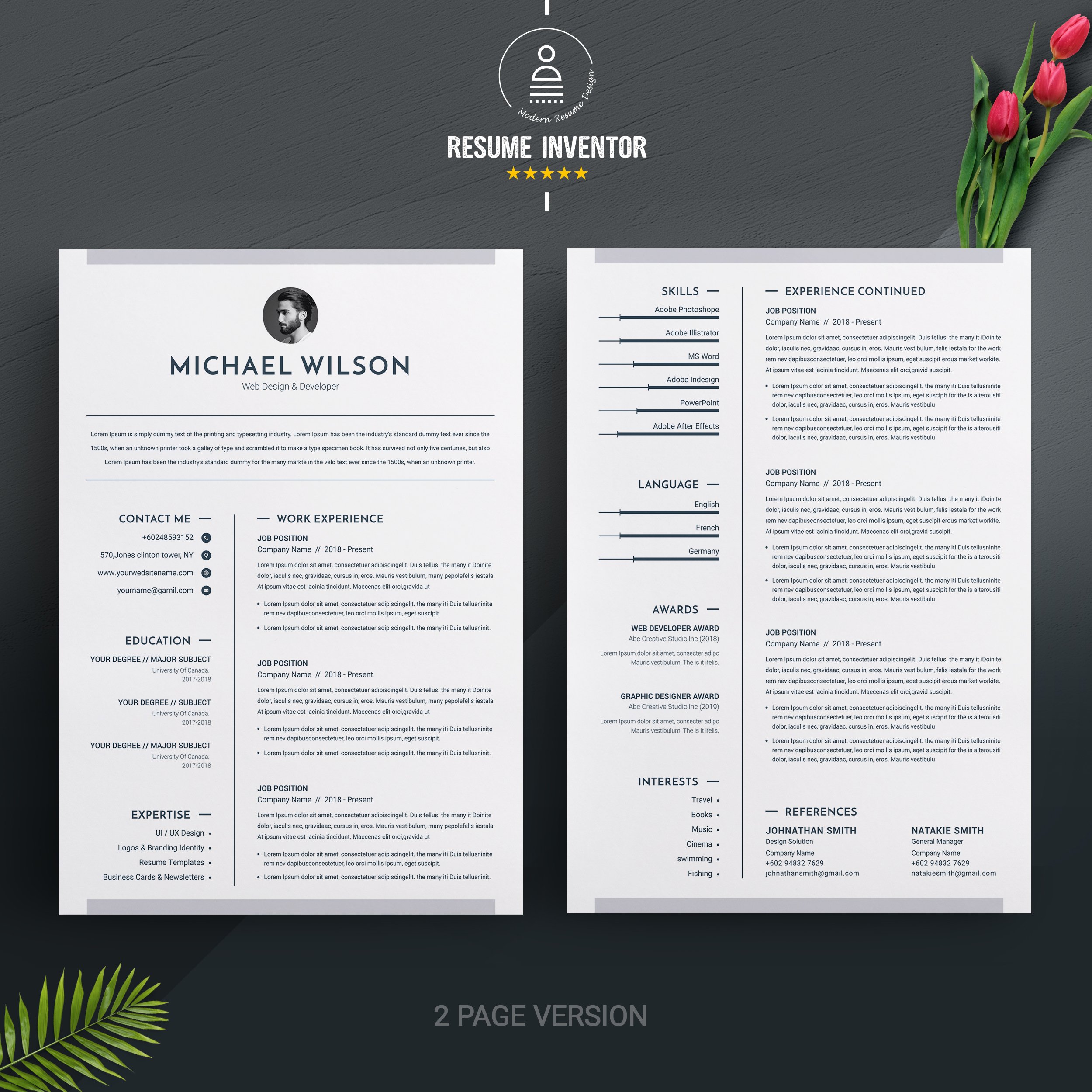 3 Pages Clean CV Template | MS Word preview image.