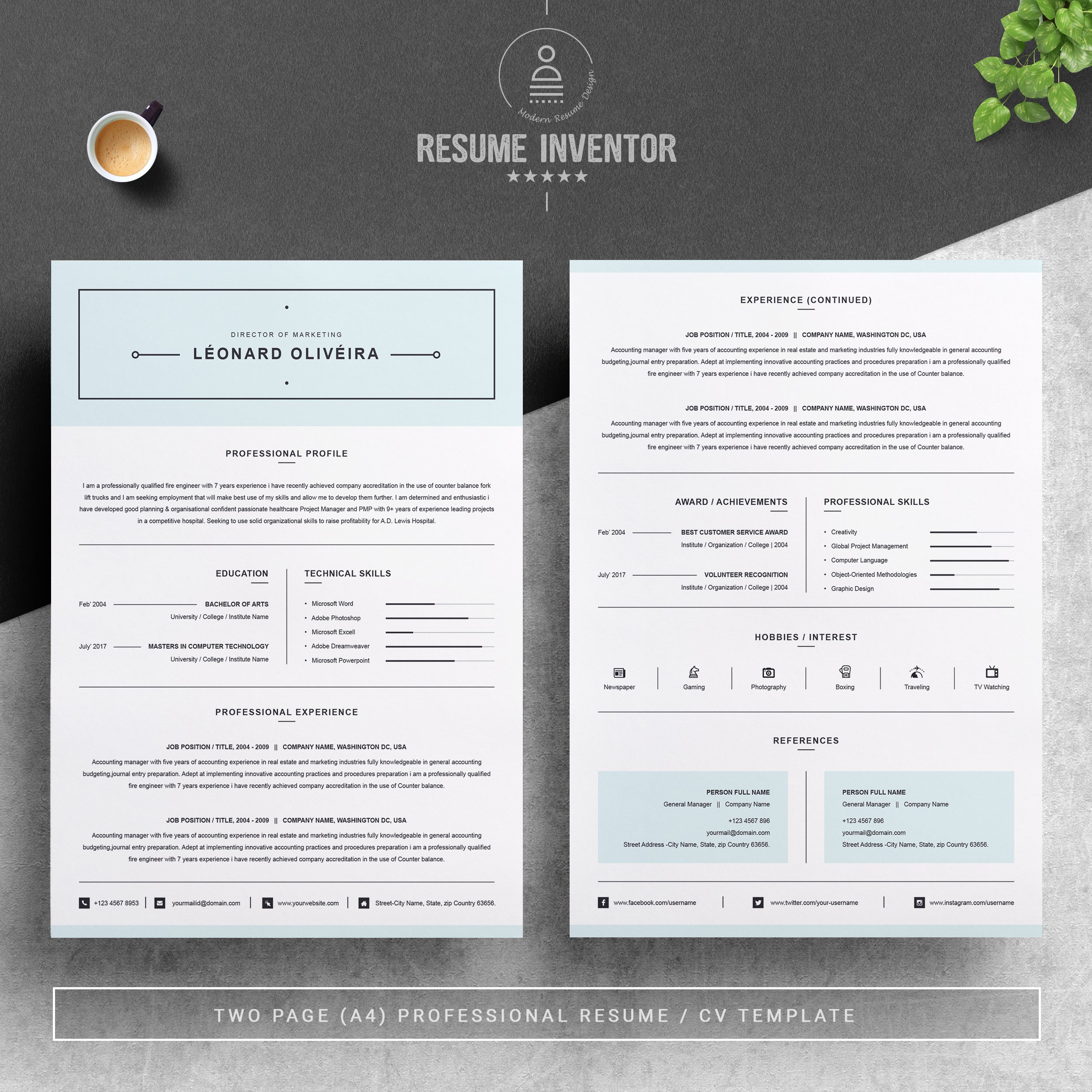 Clean Resume Template | Simple CV preview image.