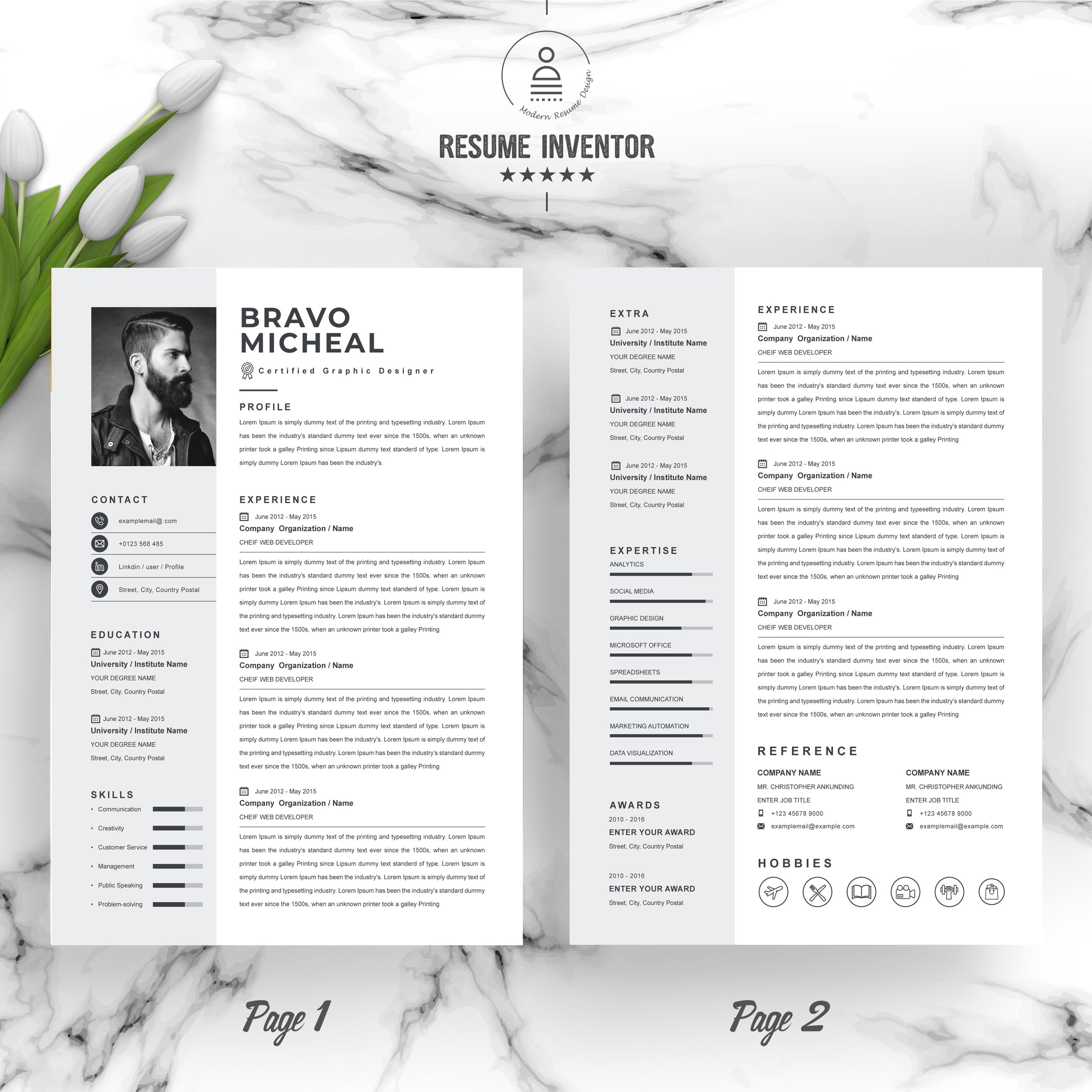 Graphics Designer Resume Template preview image.