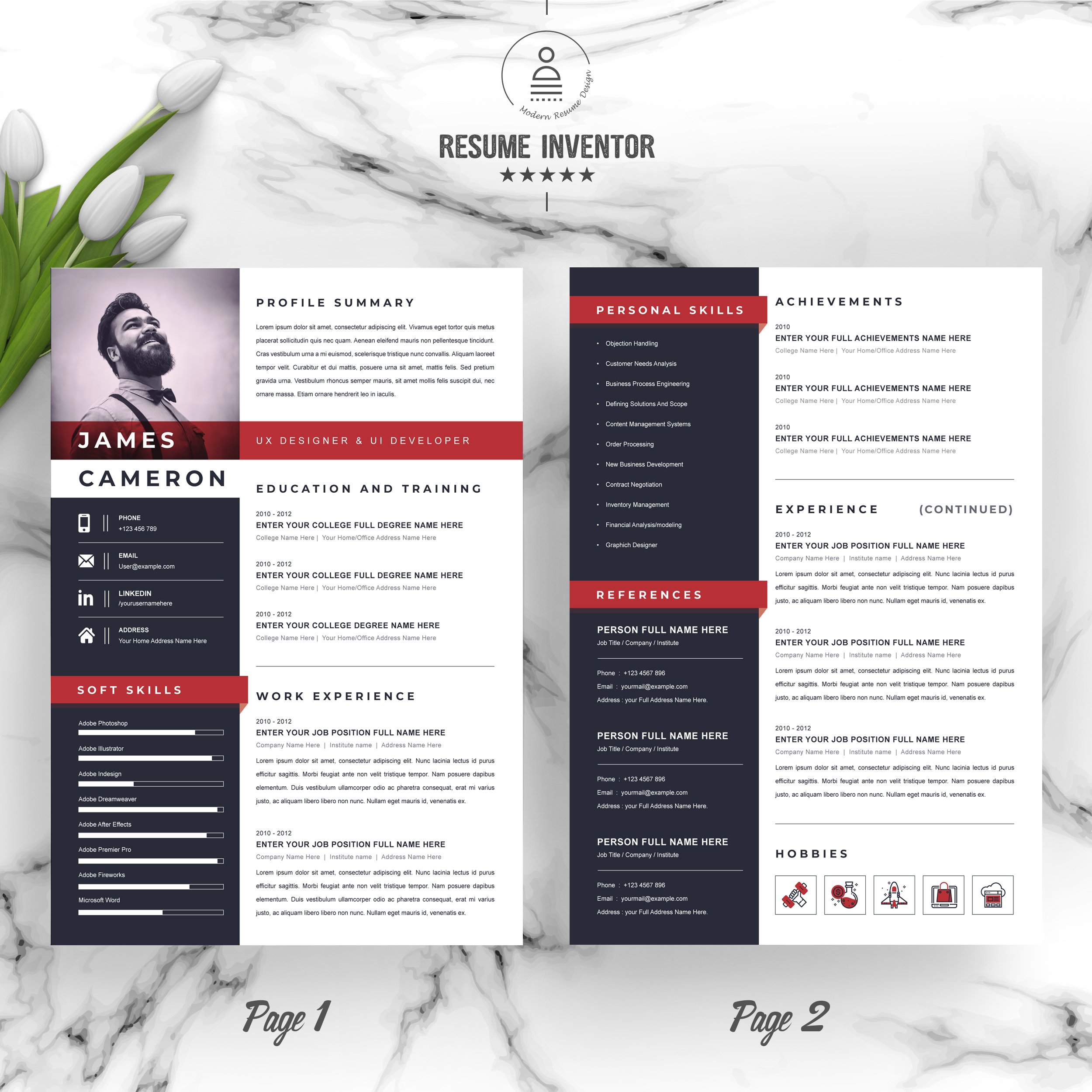 Resume/CV Design Template | MS Word preview image.