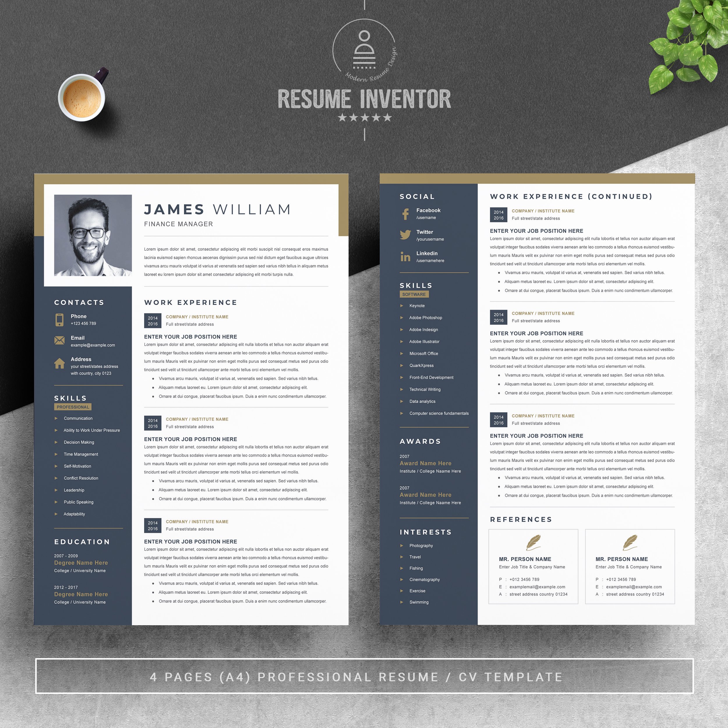 Professional Word Resume Template preview image.