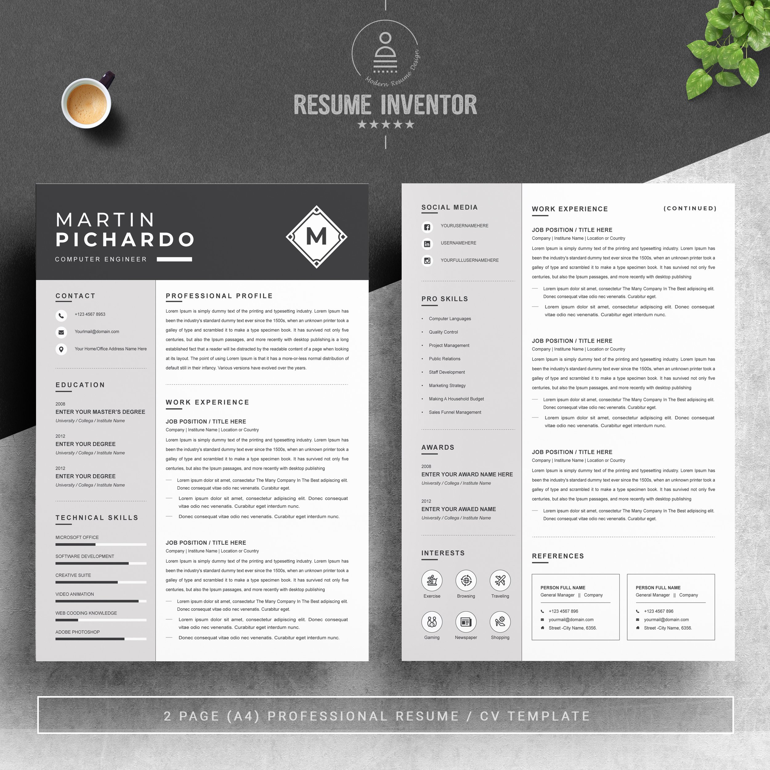 Resume / CV Design Template MS Word preview image.