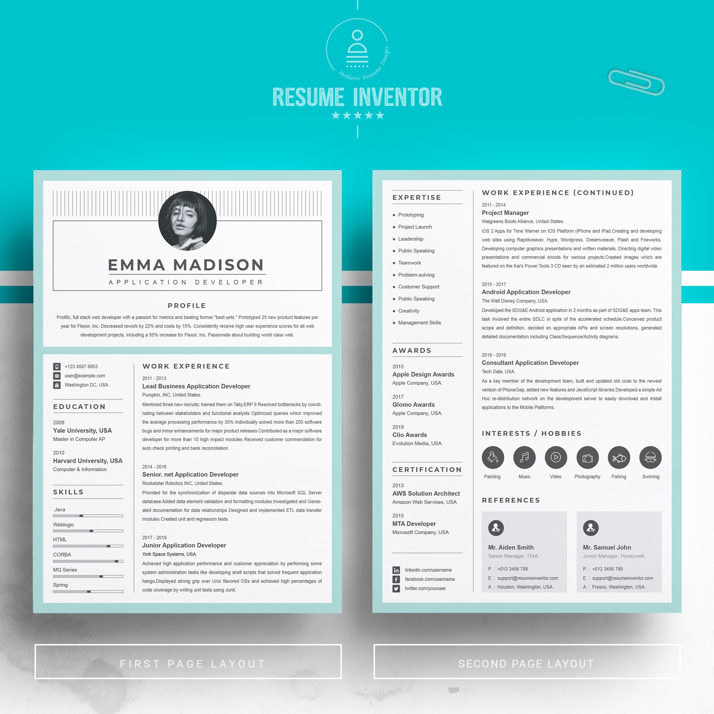 App Developer Resume / CV Template preview image.