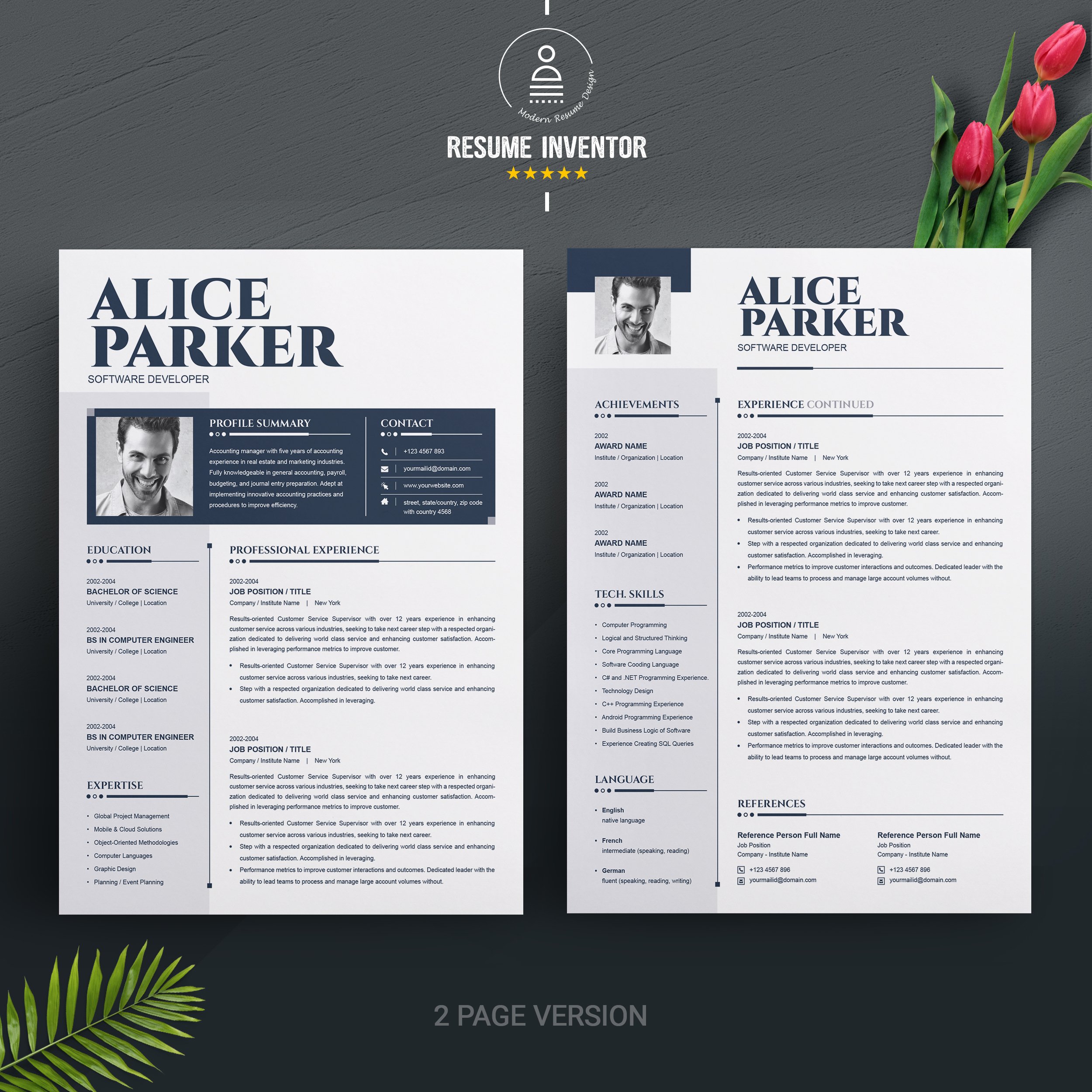 MS Word CV / Resume Template preview image.