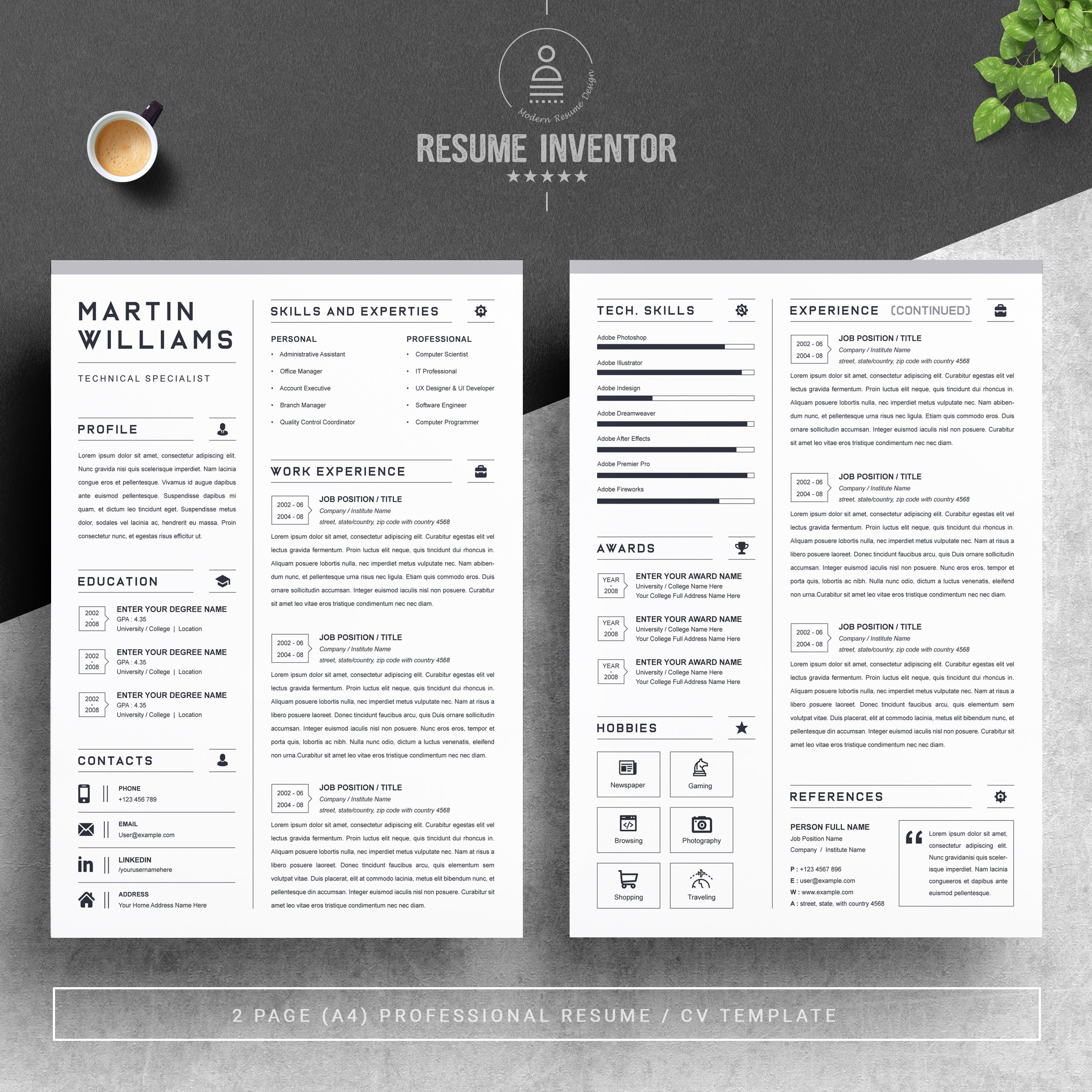 Resume Instant Download, Creative CV preview image.