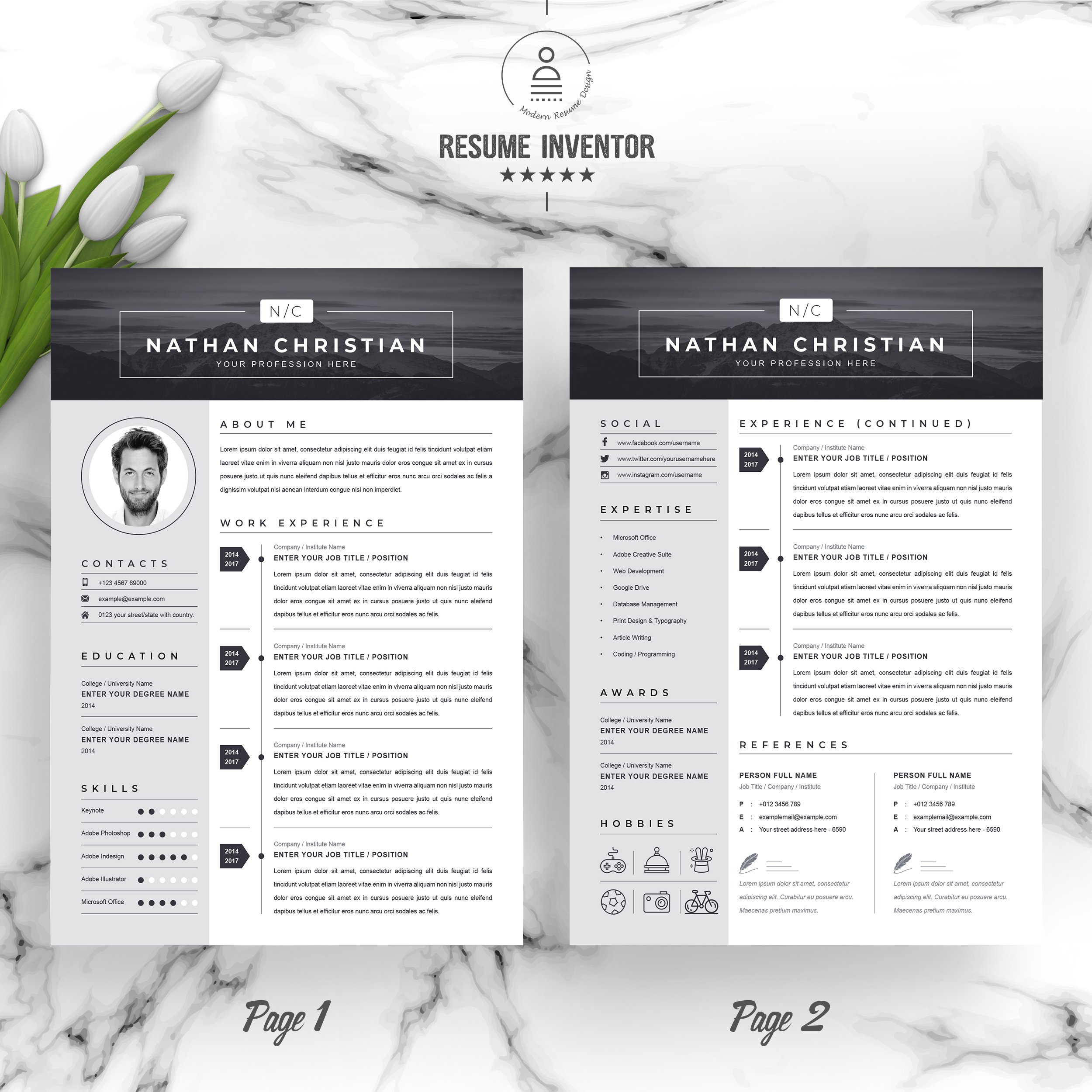 Modern & Creative Resume/CV Template preview image.