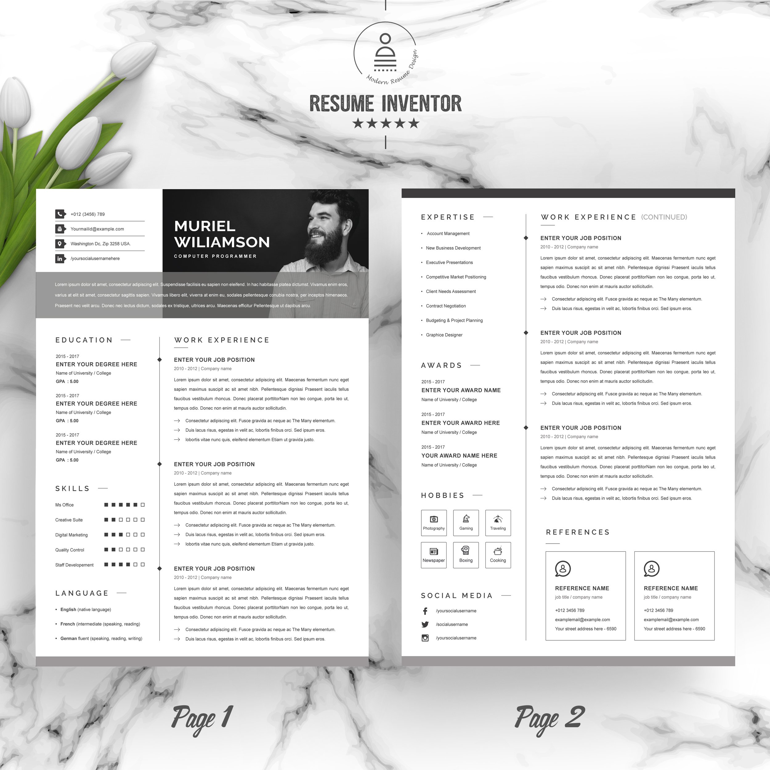 CV Template | MS Word Cover Letter preview image.