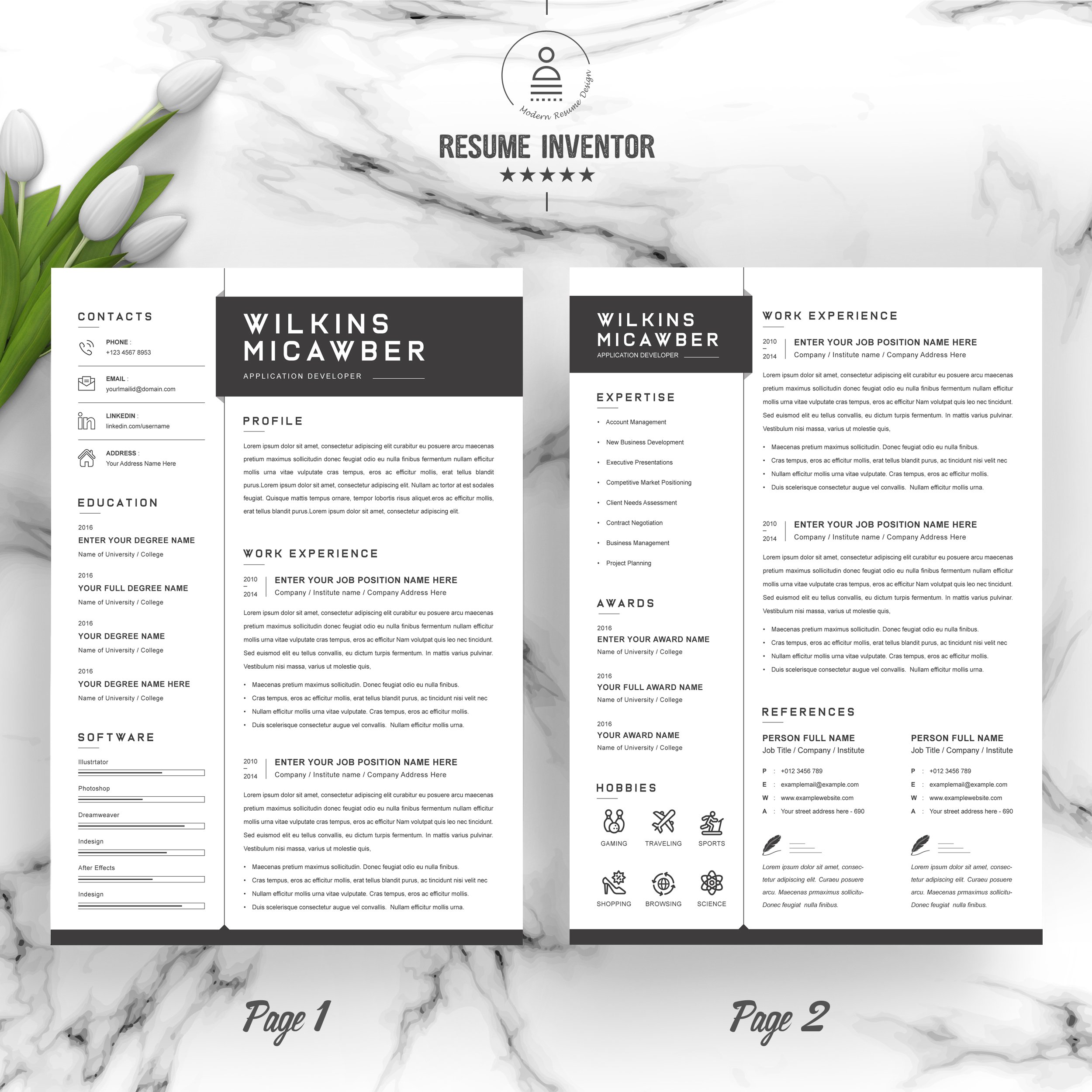 Manager Resume Template for Word preview image.