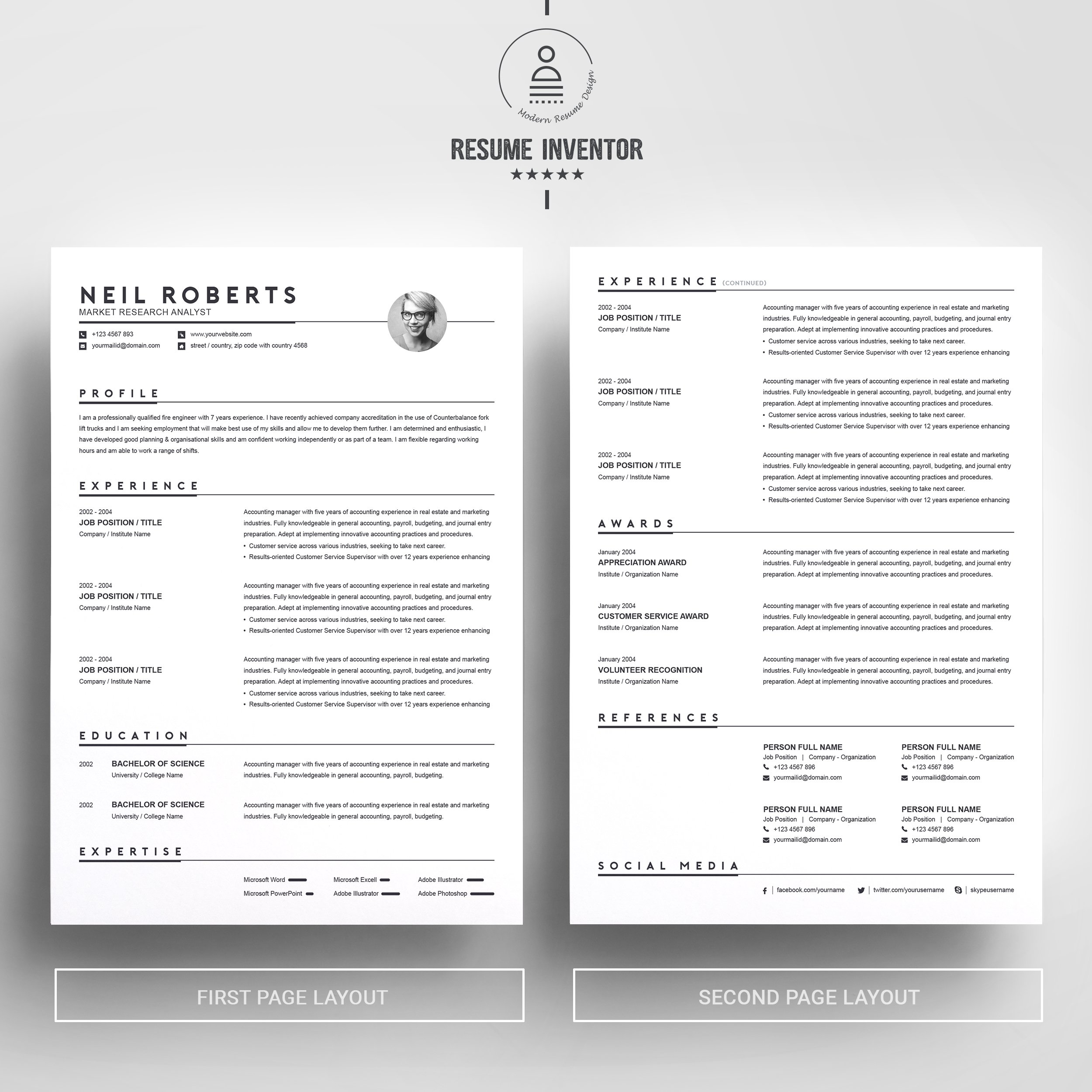 Clean Resume Template | Word CV preview image.