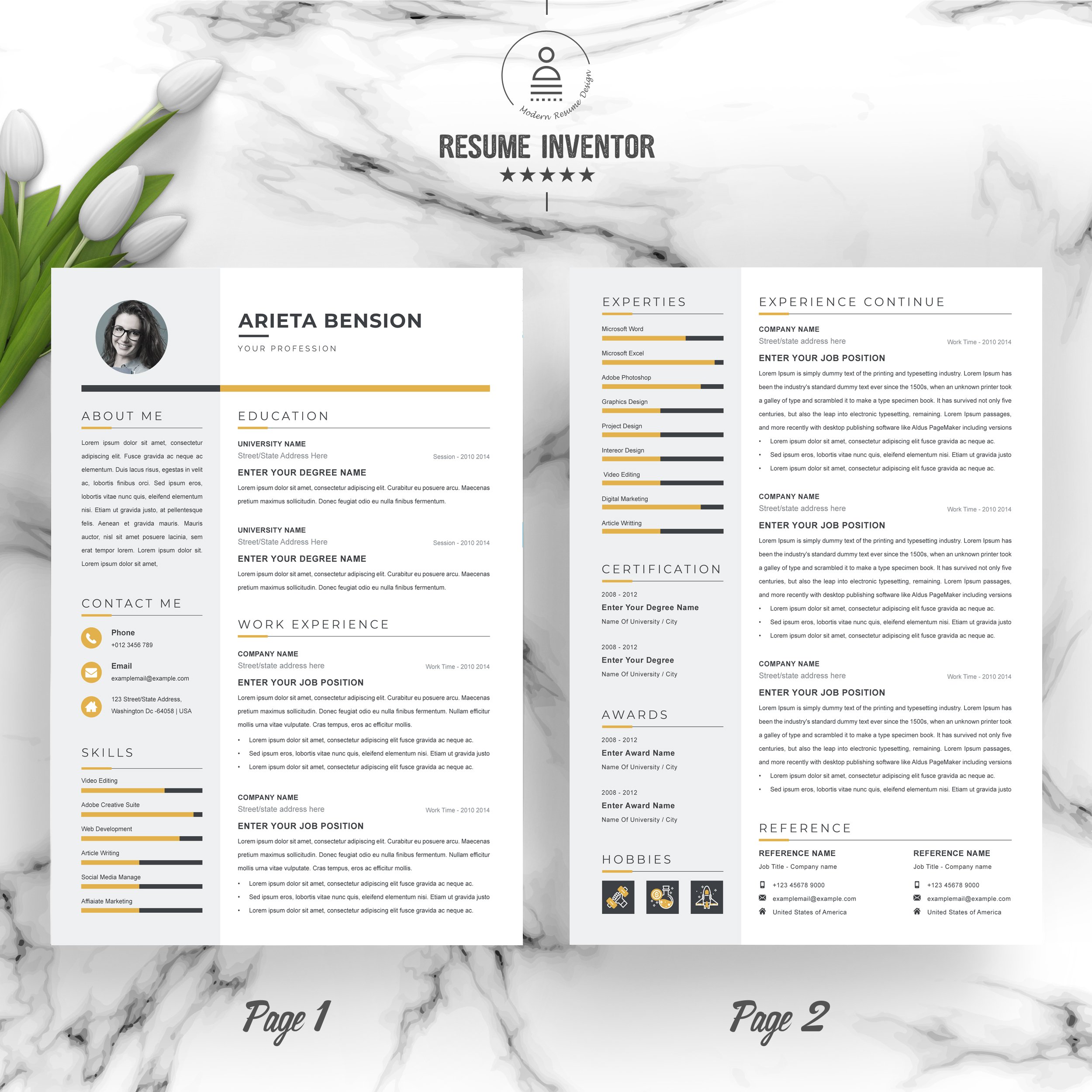 Word Resume Template preview image.