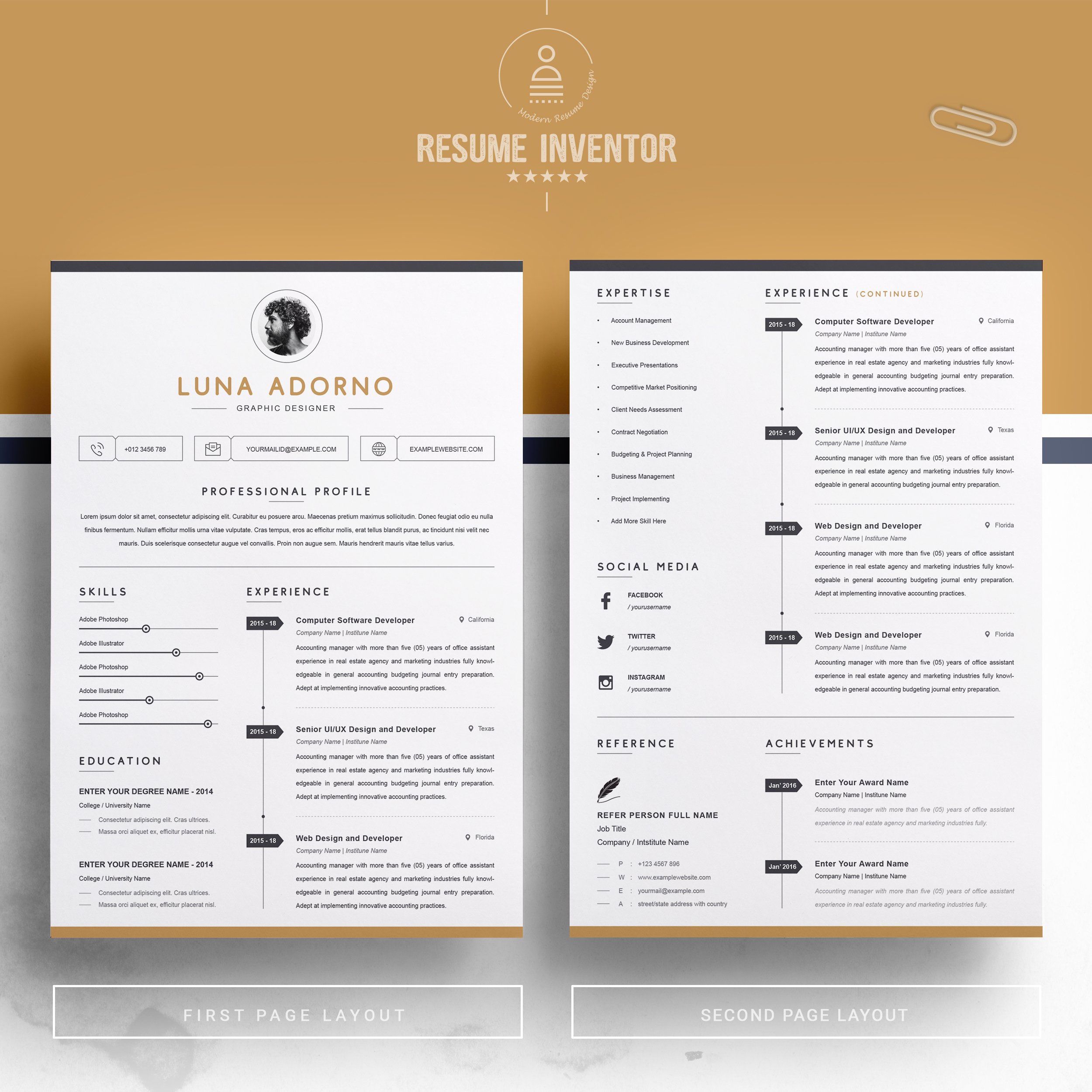 Professional & Clean Resume Template preview image.