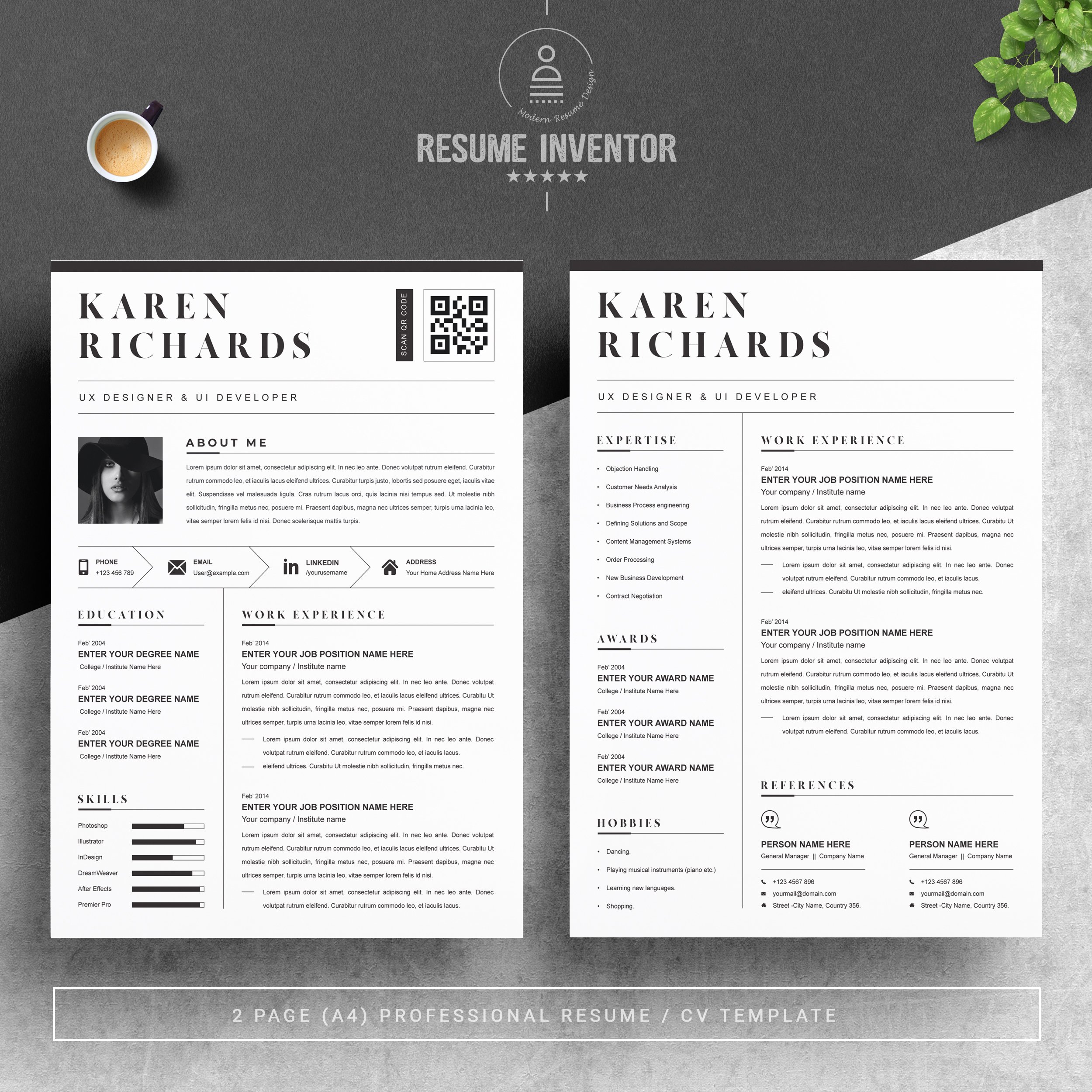 Modern Resume Design Template Word preview image.