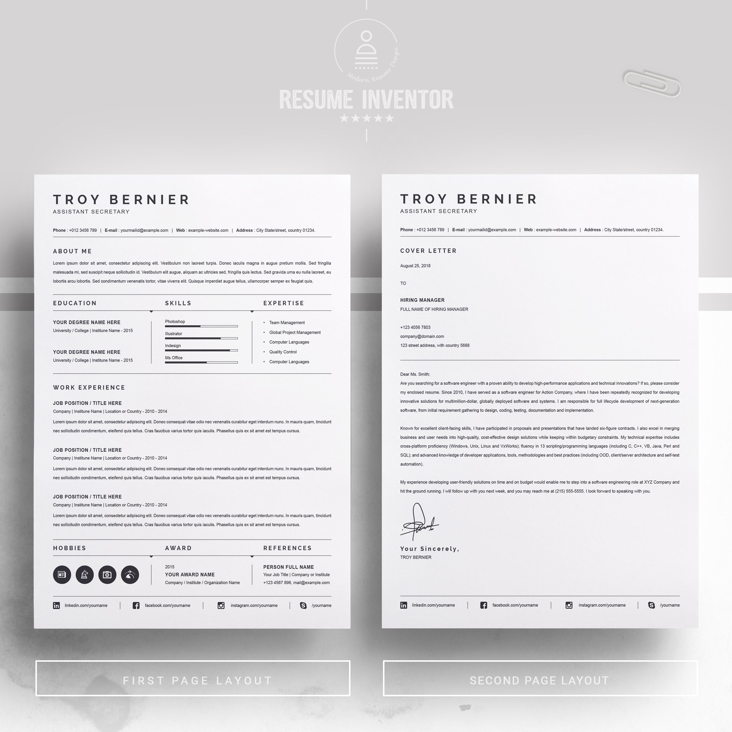 Clean Resume Template preview image.