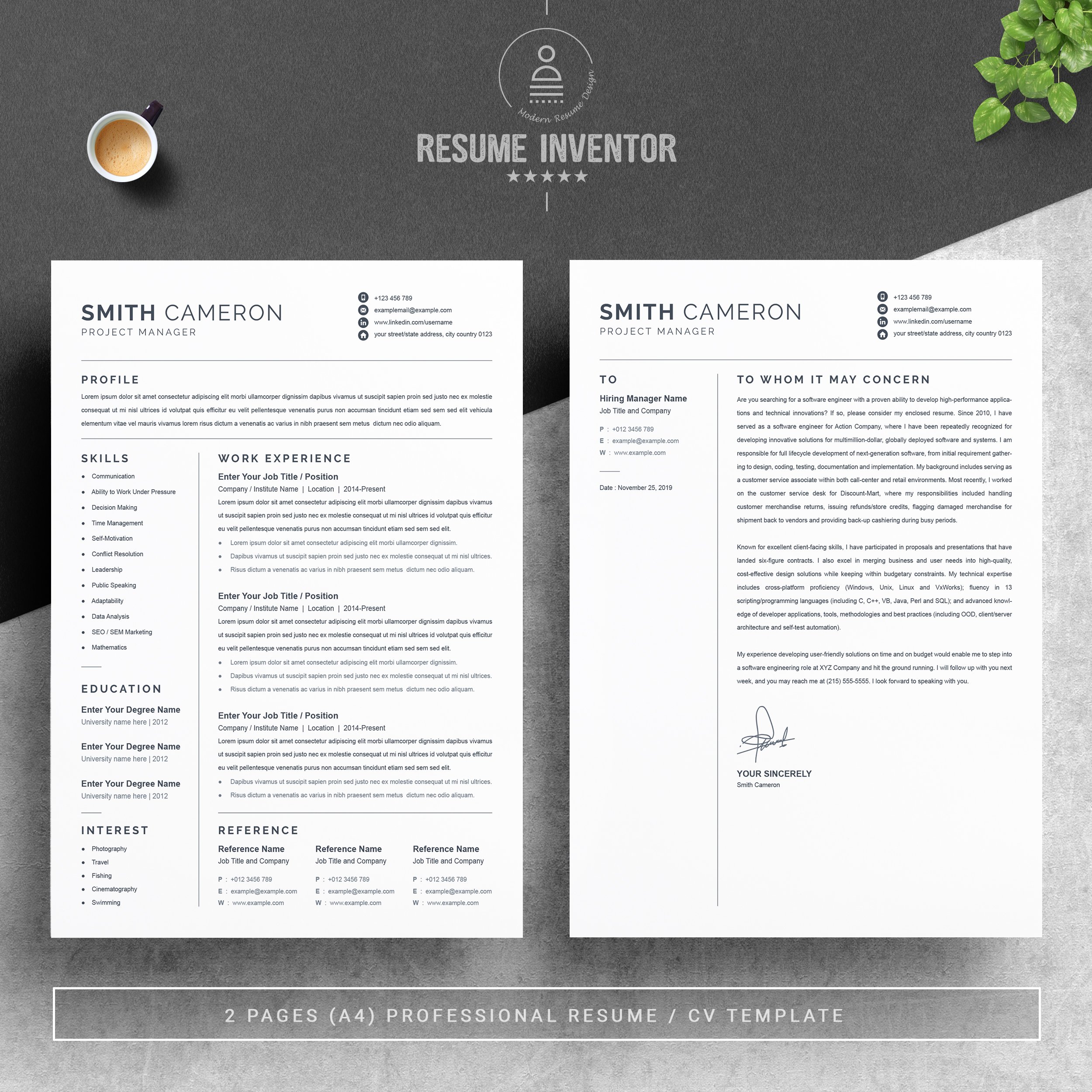 Minimalist Word Resume / CV Template preview image.