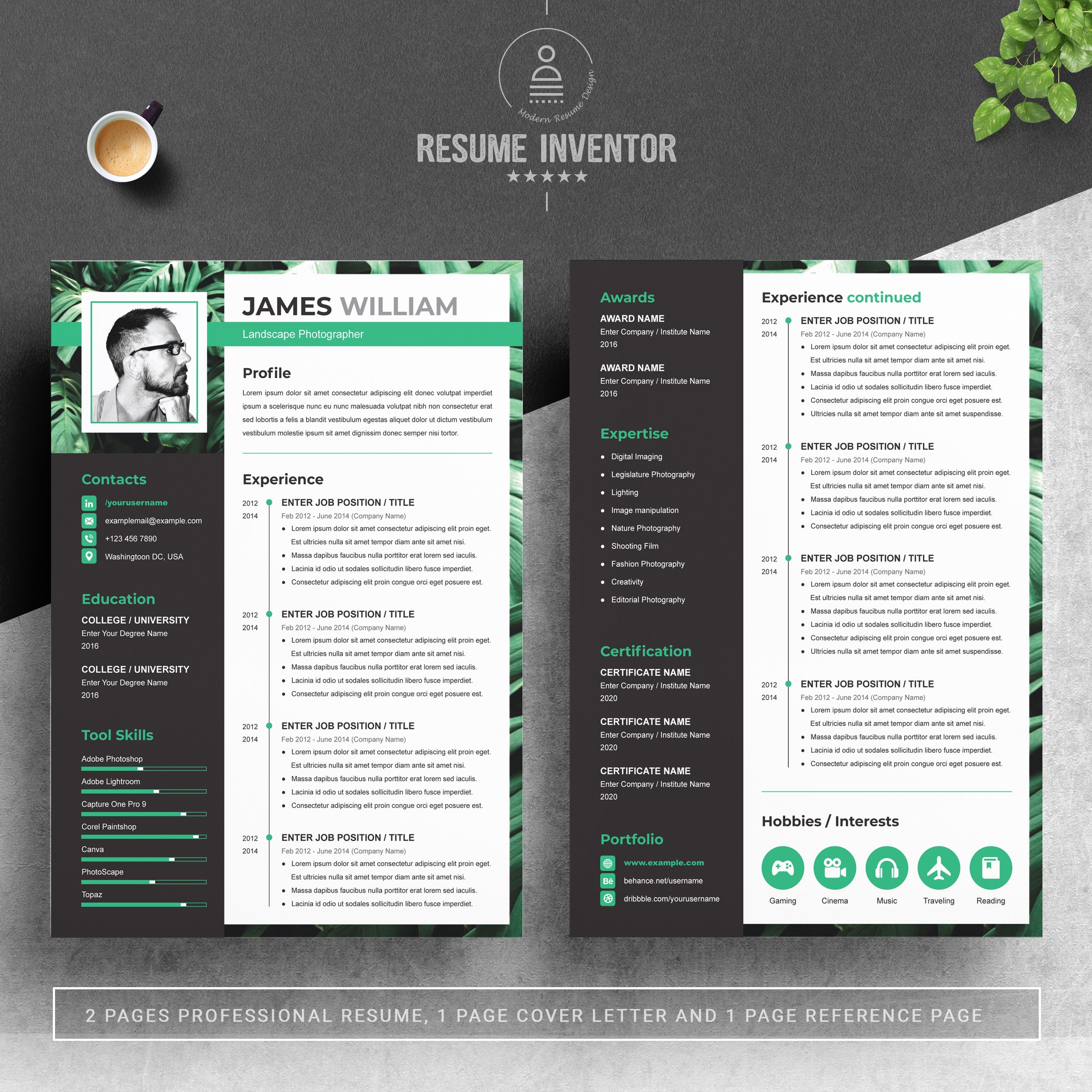 Resume Template for Photographer preview image.