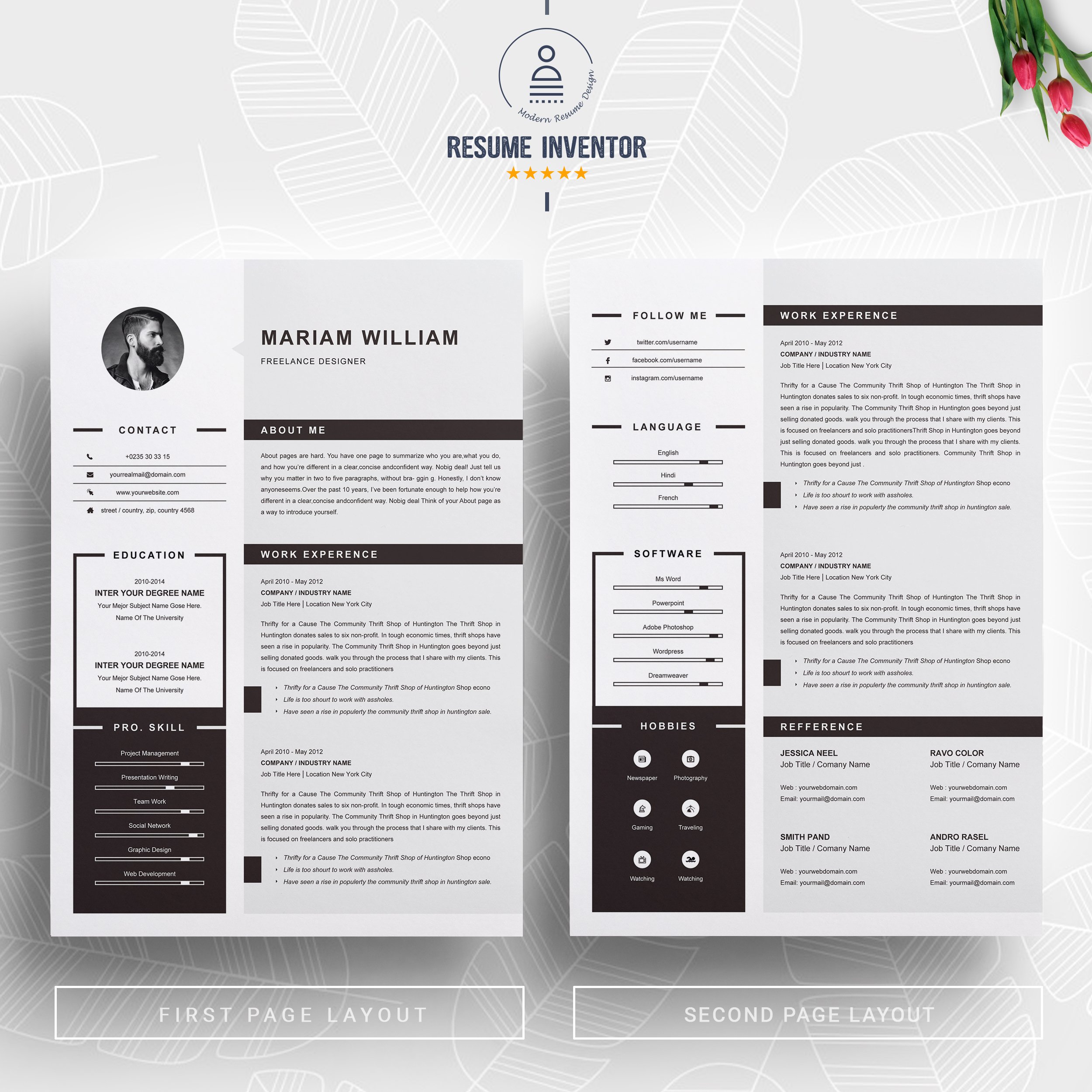 Modern & Clean Resume / CV Template preview image.
