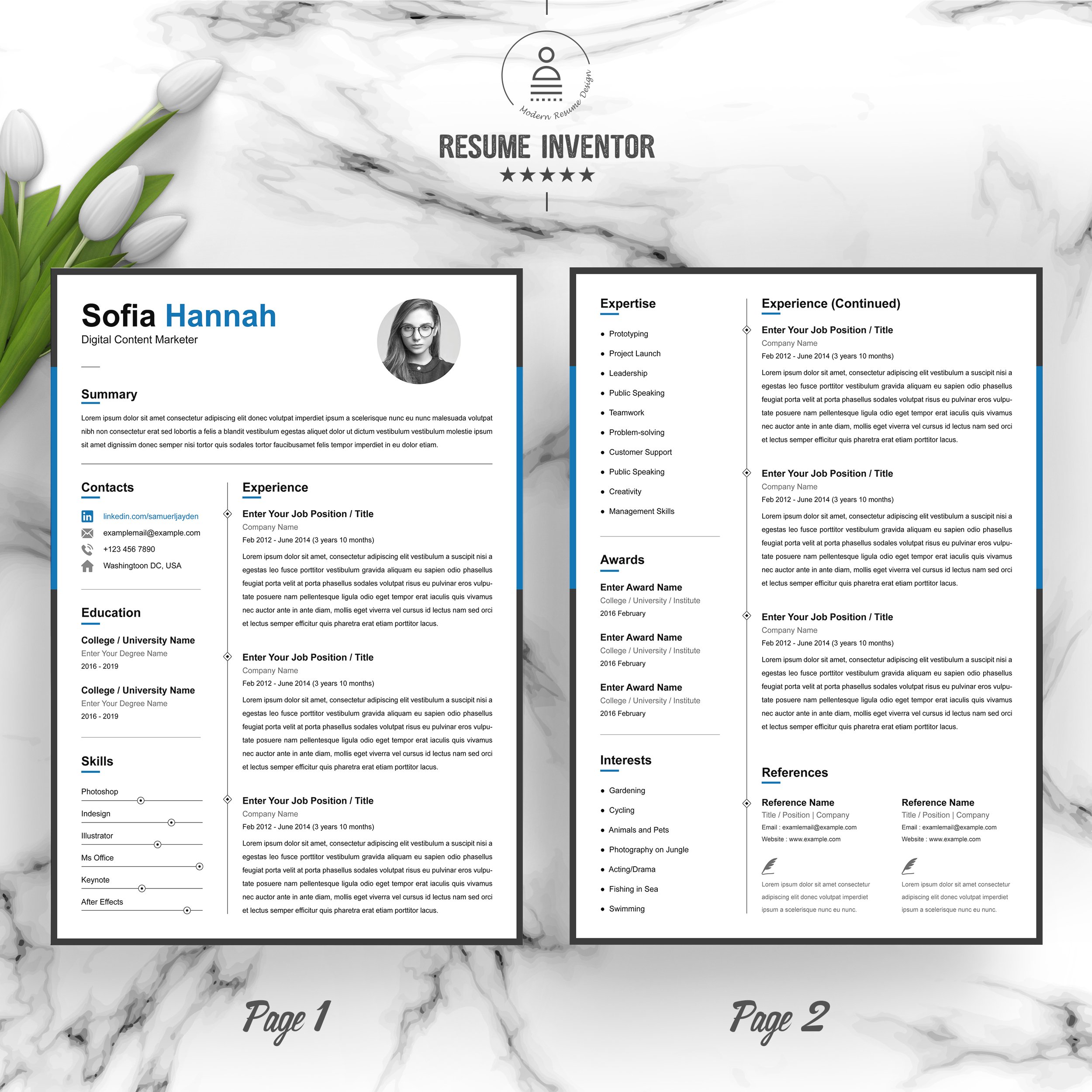 Digital Content Marketer Resume preview image.