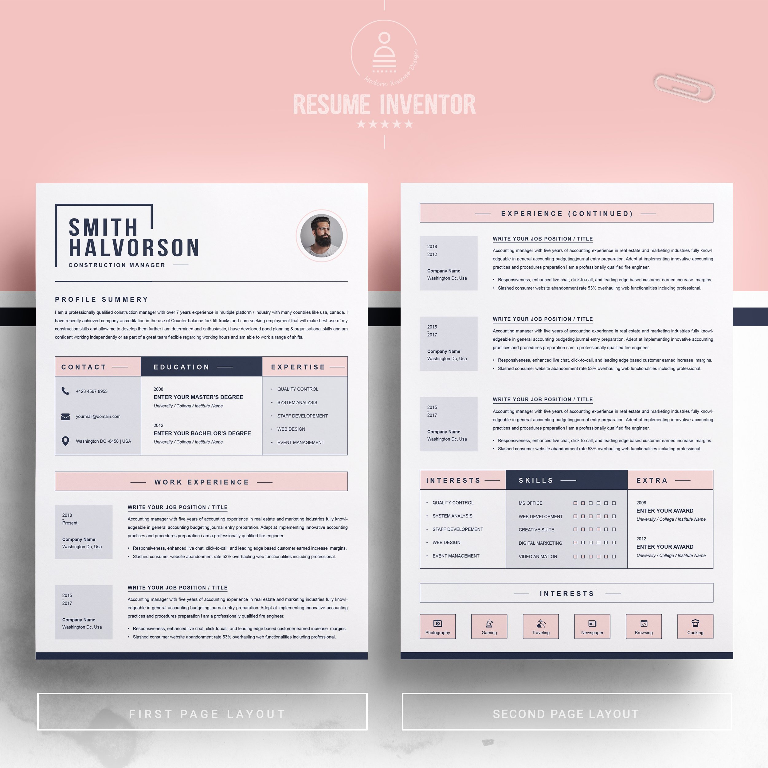 Professional Resume / CV Template preview image.