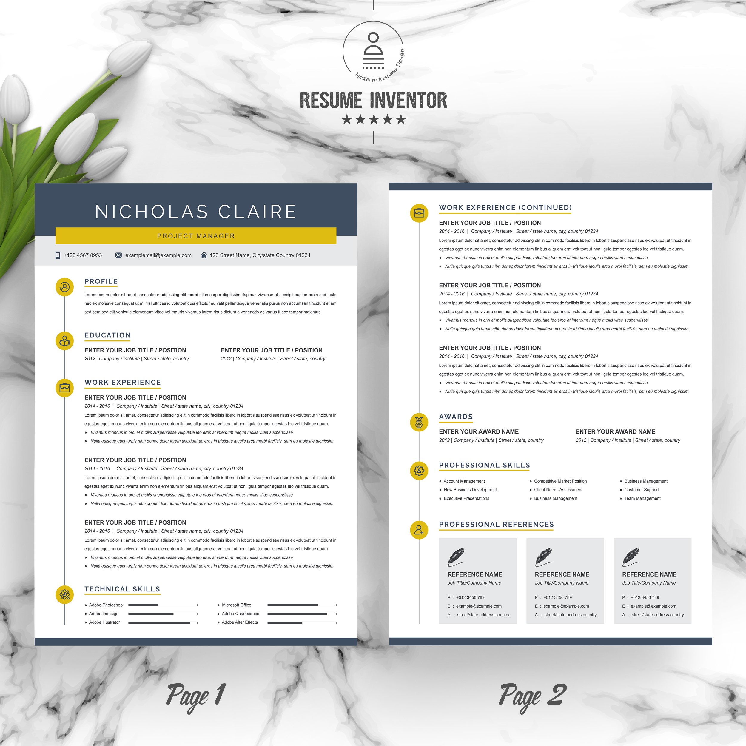 Project Manager Resume/CV Template preview image.