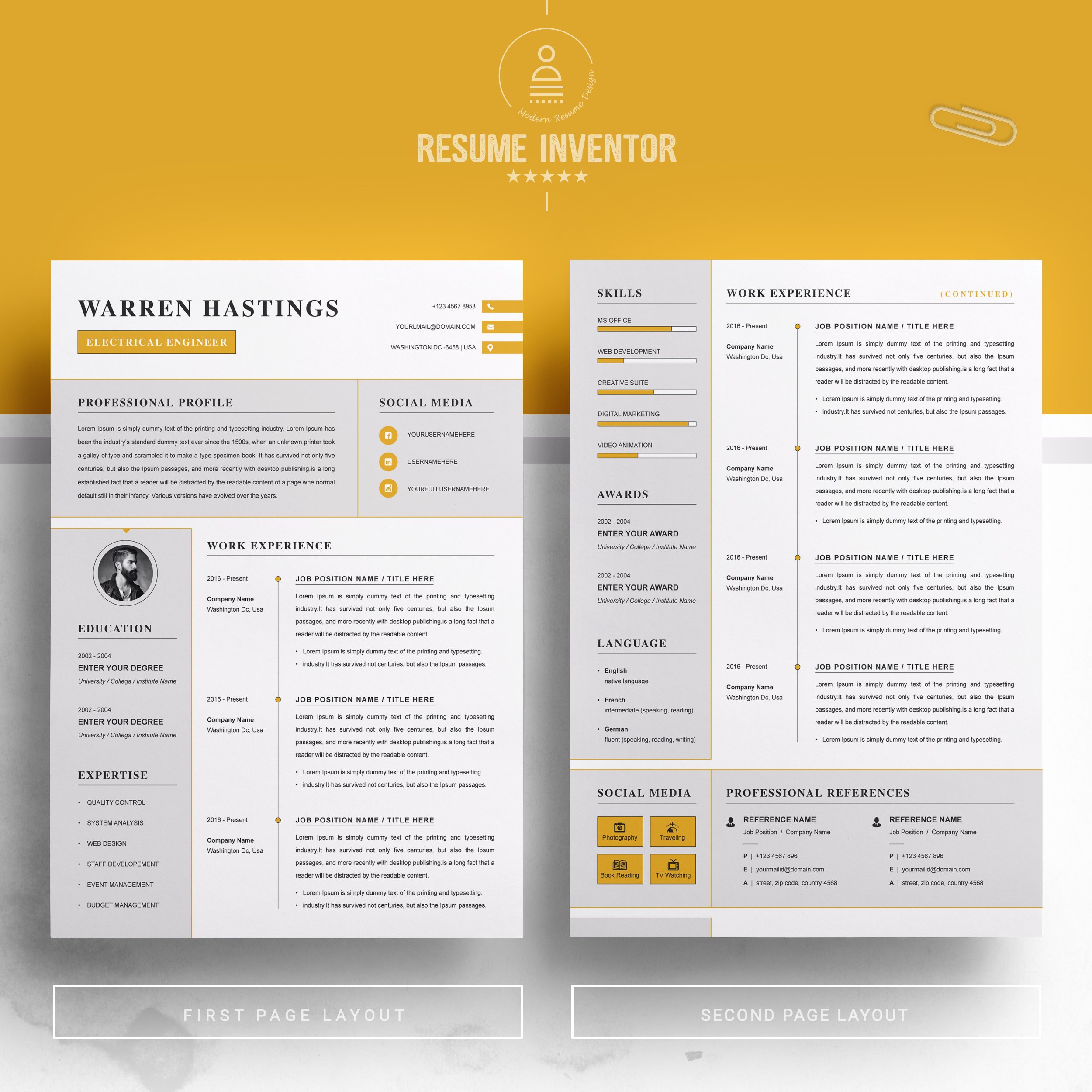 CV Template / Resume Template preview image.