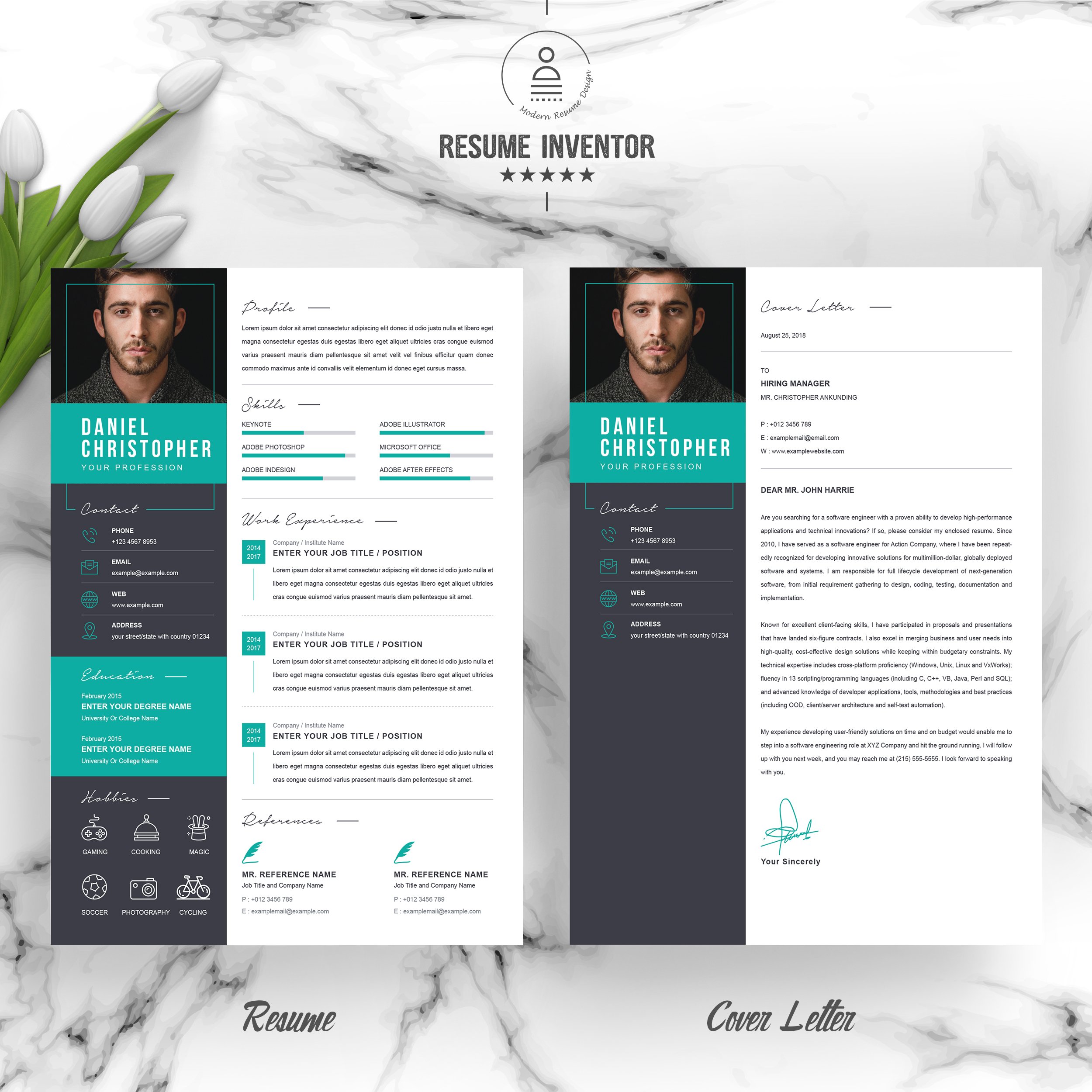 Modern Resume Template, Cover Letter preview image.